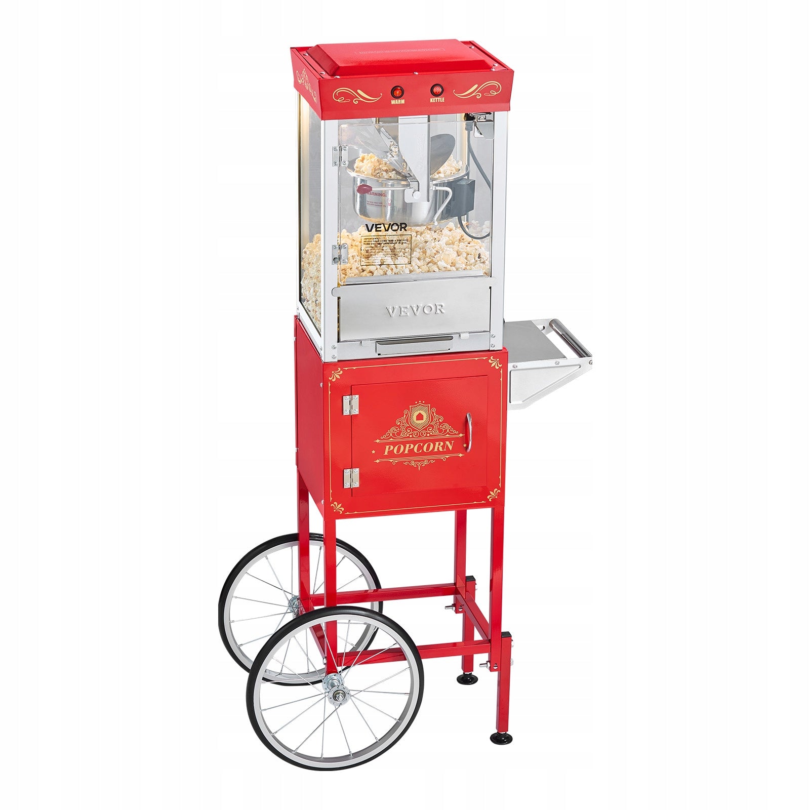 VEVOR Popcorn Machine With Trolley Red 800W 237ML Stainless Steel 304 Brand Vevor