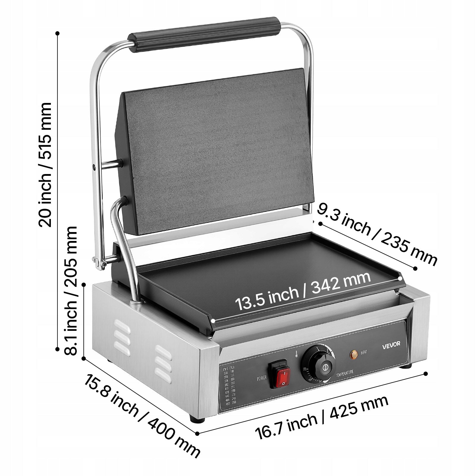 VEVOR Sandwich Toaster 3200W Contact Grill With Temperature Control Brand Vevor