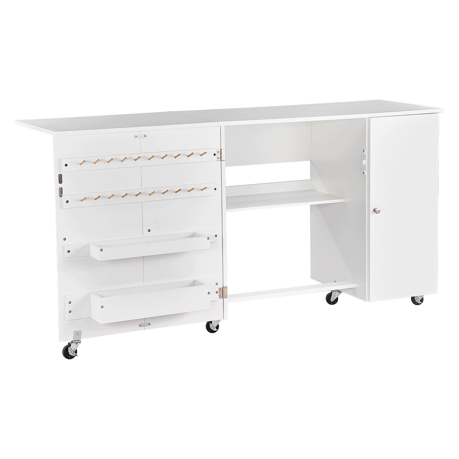 VEVOR Sewing Table With Wheels Wooden Frame Lifting Capacity 40KG White Folding Brand Vevor
