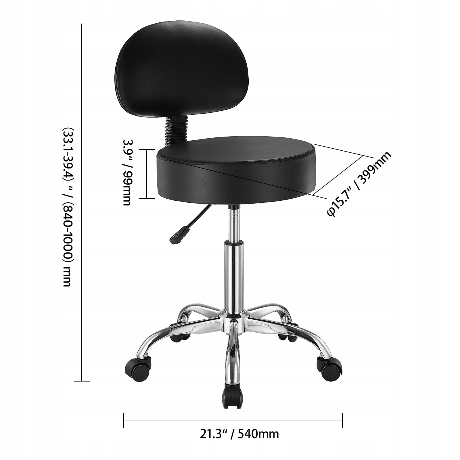 VEVOR Stołek Siodłowy Obrotowy Okrągły Czarny Nośność 204KG Z Oparciem Upholstery color black