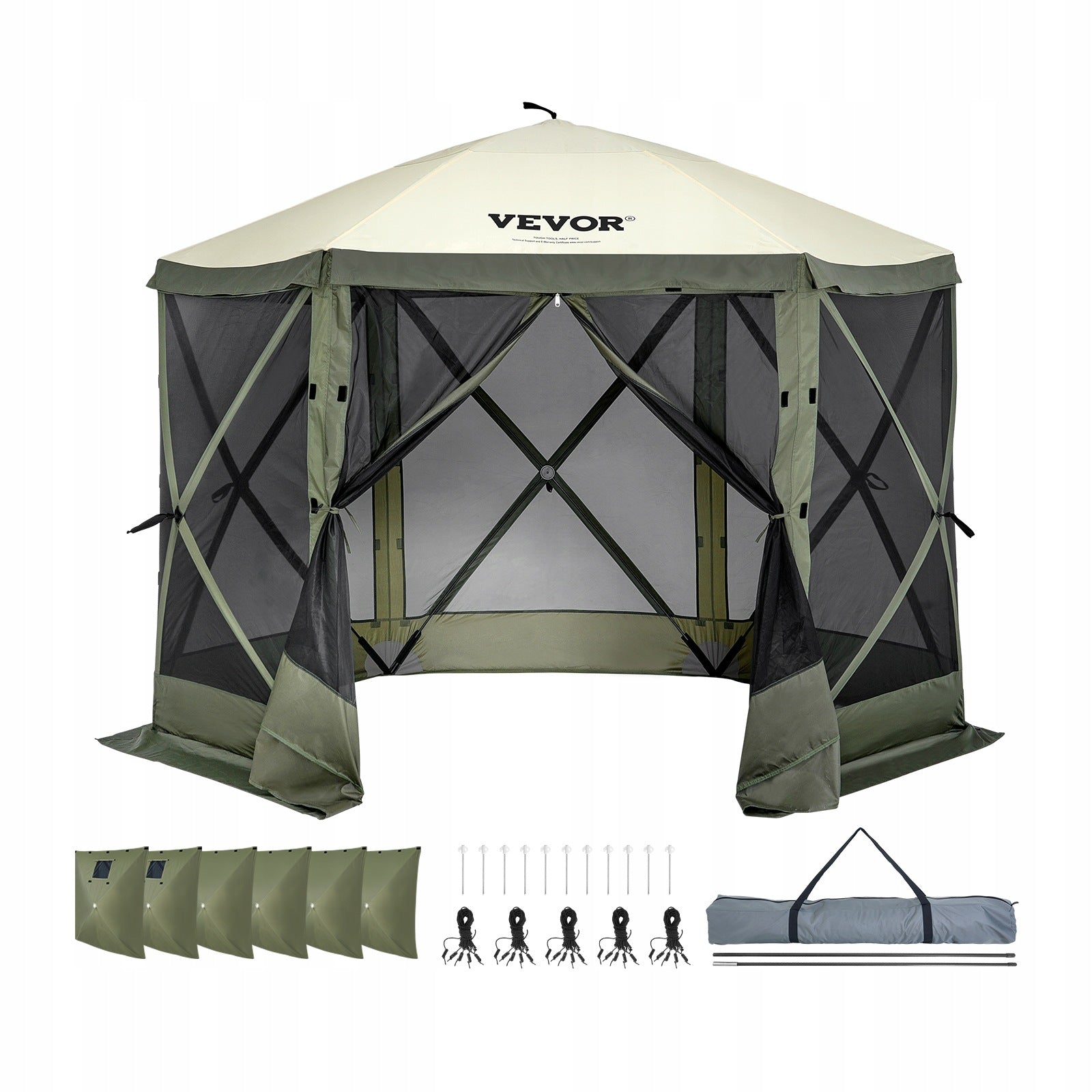 VEVOR Tent Pavilion 3,05x3,05M With 6-Sided Canopy For 6 People Manufacturer Vevor