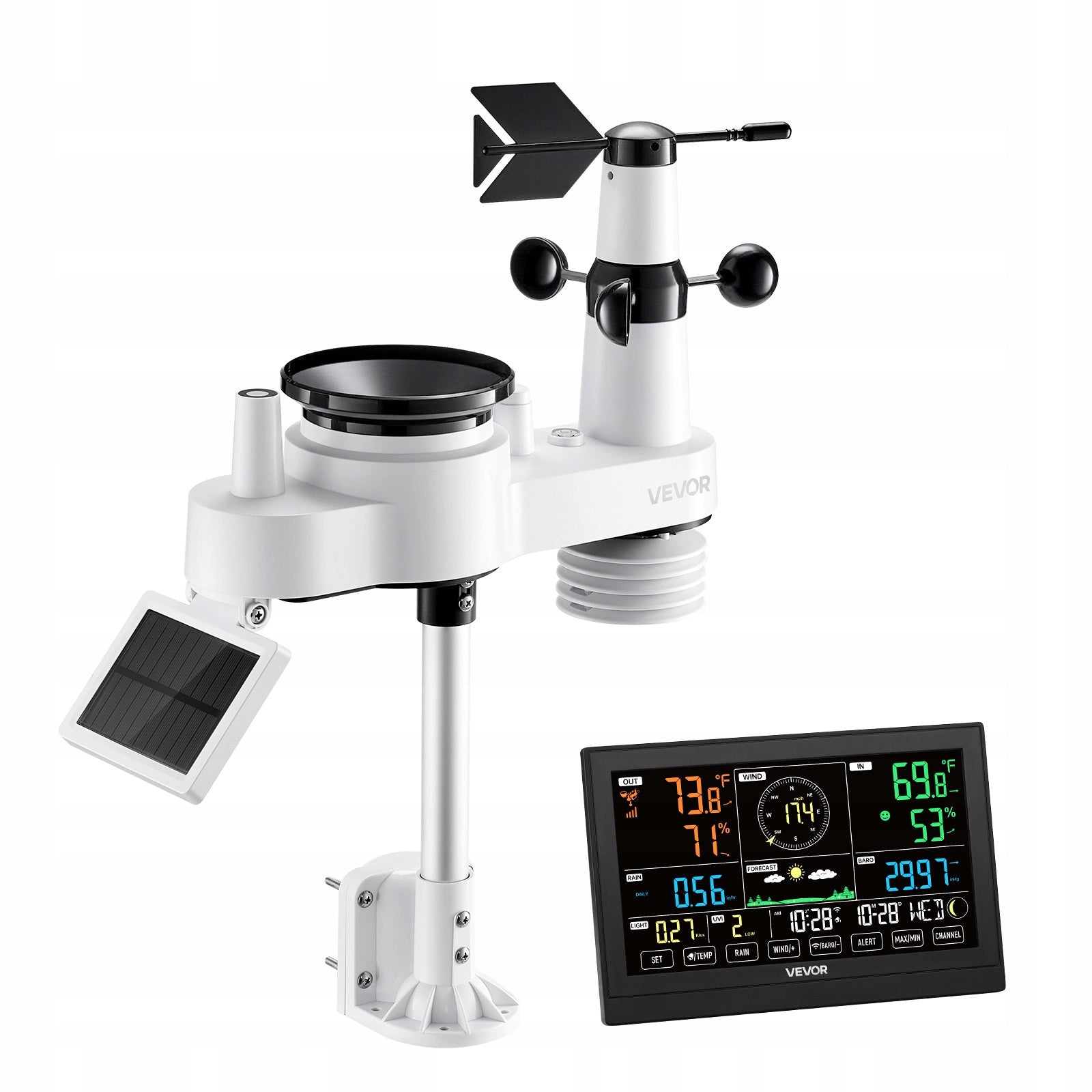 VEVOR Weather Station 7W 1 19,05CM VA Display With Wi-Fi And App Manufacturer code TYNQXZWIFI7586