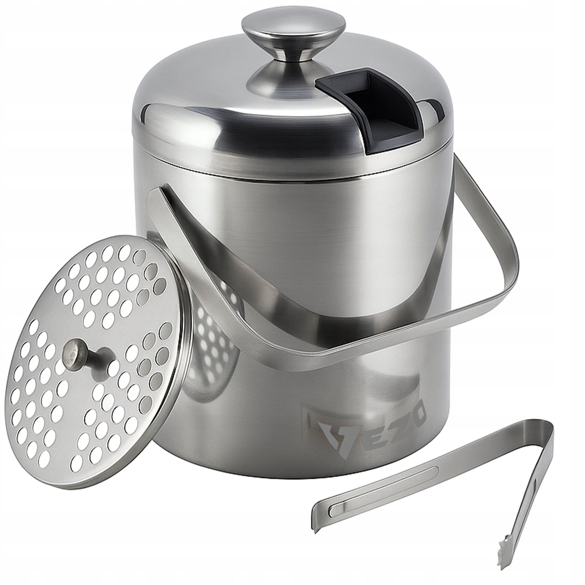 VEZO STEEL ICE BUCKET 1,3L LID STRAINER PLIERS FOR EVENTS Manufacturer VEZO