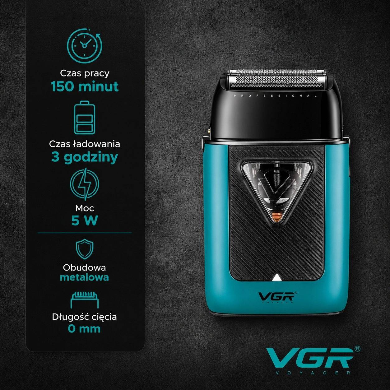 VGR V-035S UV Foil Shaver Barber Shaver 8000 RPM Metal 150 min Manufacturer code V-035S