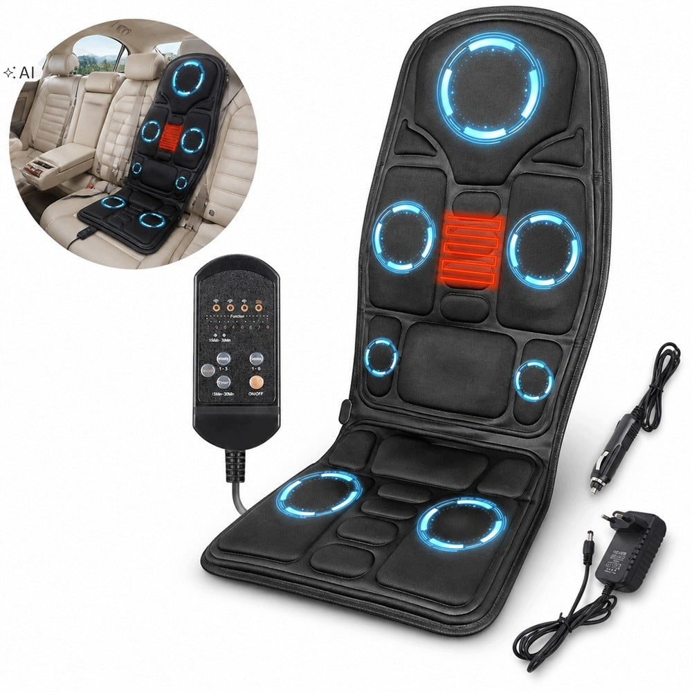 VIBRATION MASSAGE MAT FOR ARMCHAIR WITH HEATING 12V/230V AUTO/FOTEL + REMOTE CONTROL