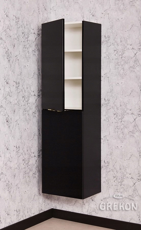 VICTA Bathroom Furniture Black Bookcase with Basket Furniture depth 32 cm