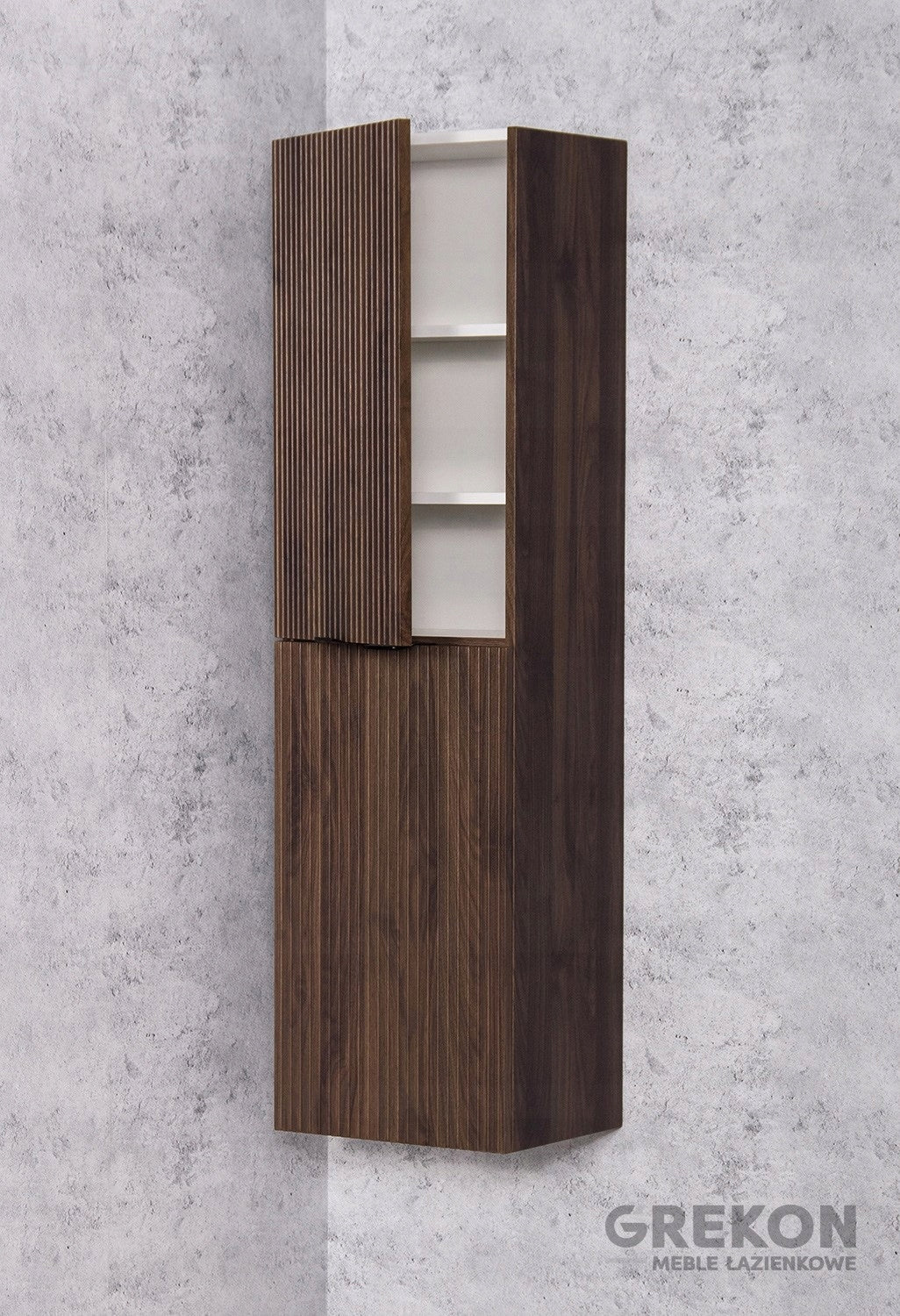 VICTA LAMELLO bathroom furniture walnut bookcase high Furniture depth 32 cm