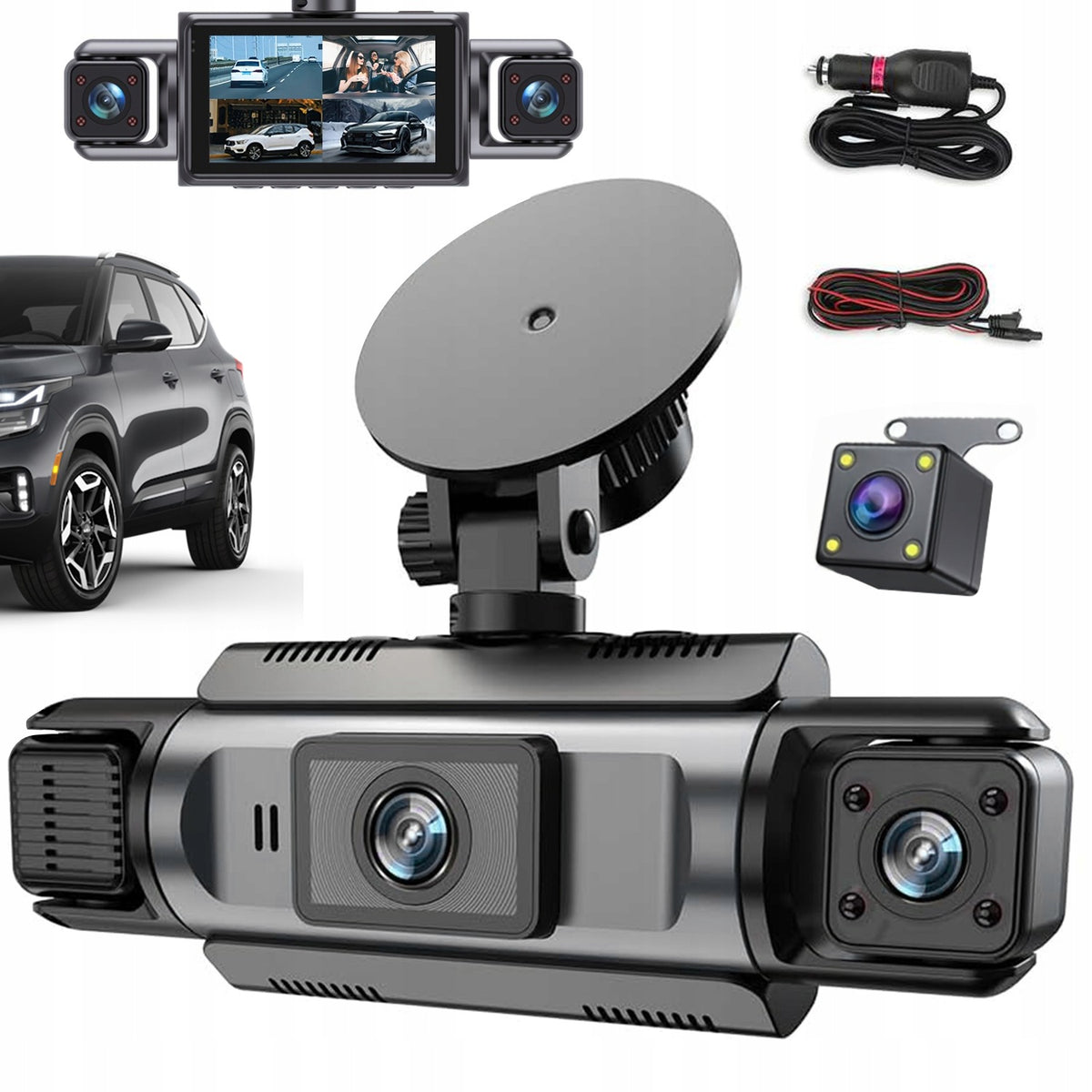 VIDEO RECORDER CAR CAMERA 4CH 1080P FRONT REAR NIGHT VISION PARKING