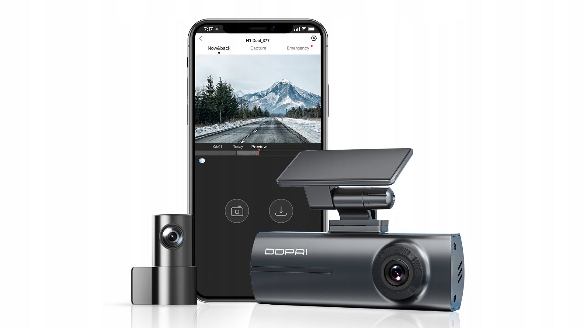 VIDEO RECORDER DASH CAM DDPAI N1 Dual 1296P WIFI + REAR WITH APP Packaging status original