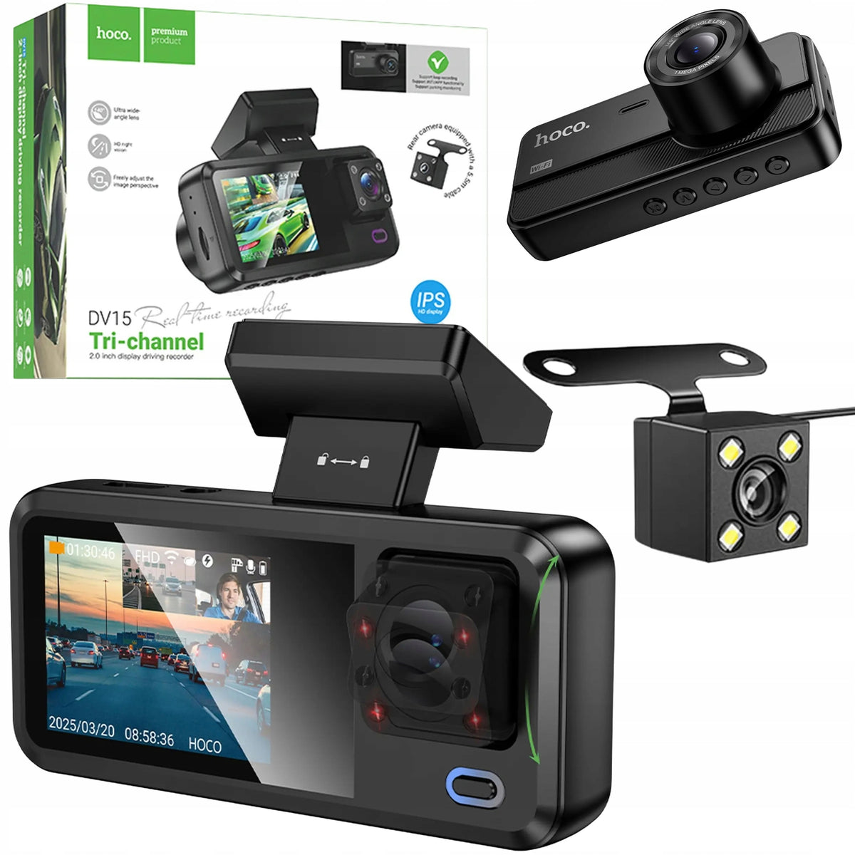 VIDEO RECORDER DASH CAM + INTERNAL + REAR HD HOCO FOR UBER TAXI