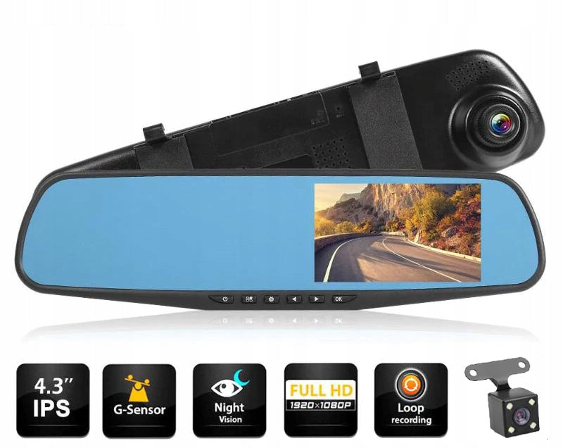 VIDEO RECORDER DASH CAM MIRROR RECORDER FRONT REAR FULL HD Brand no brand