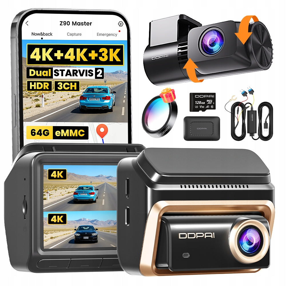 VIDEO RECORDER DDPAI Z90 MASTER CAMERA 4K HDR + REAR + 4G MODULE SET