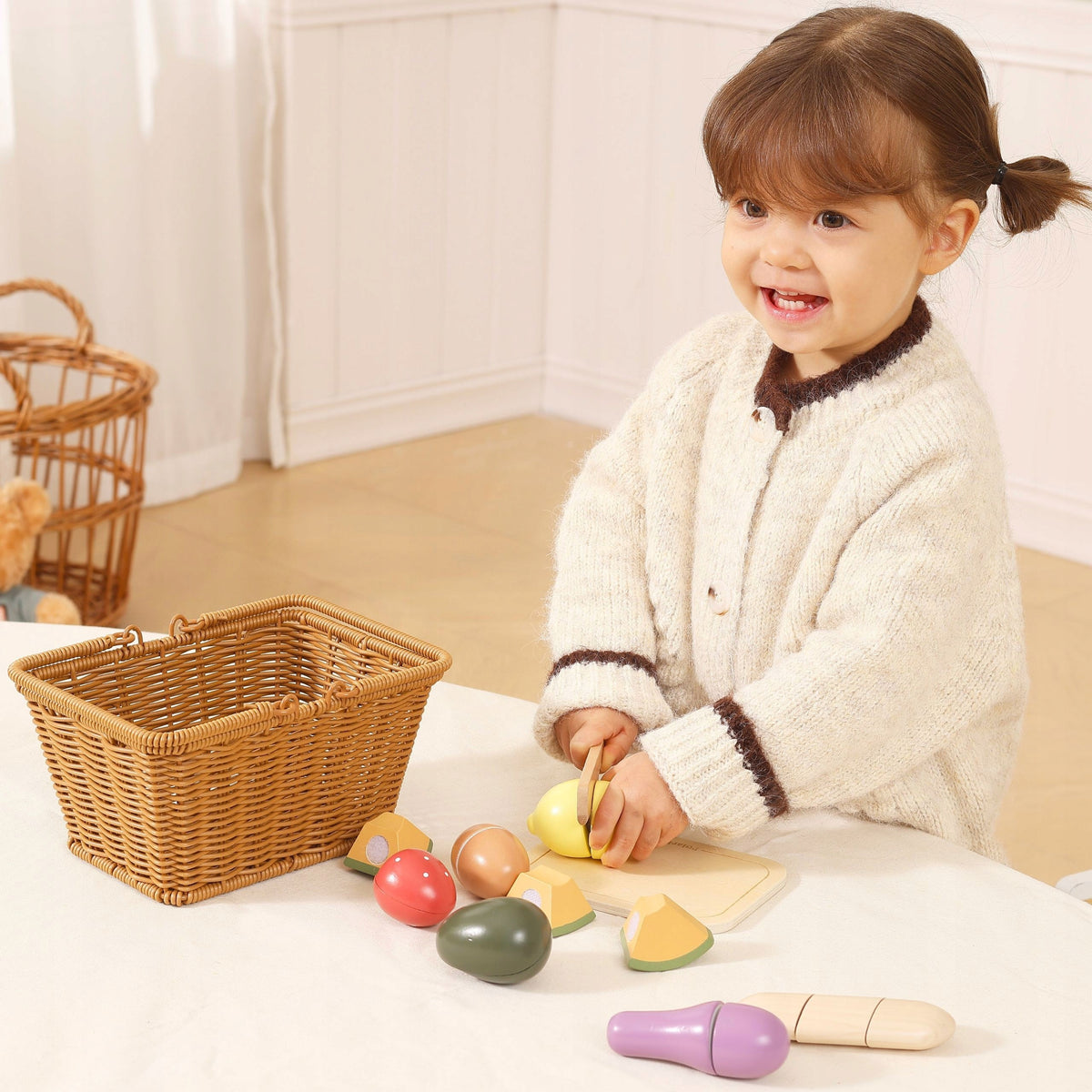 VIGA PolarB Wooden Slicing Food Fruit Vegetables Basket for Kitchen Brand Viga