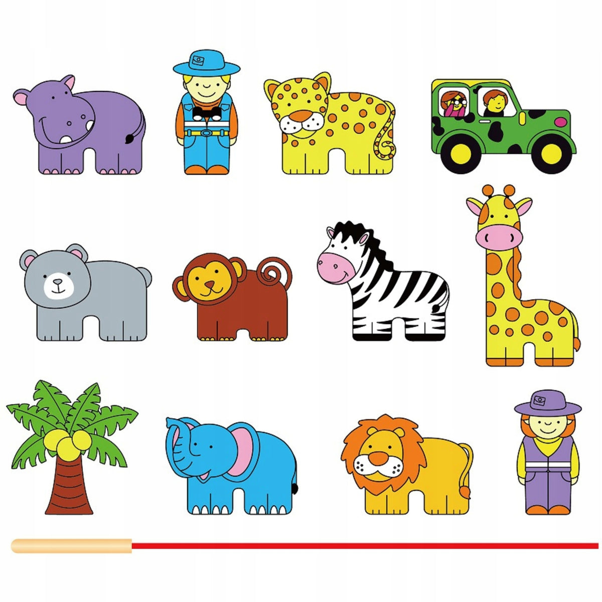 VIGA Wooden Threader Interleaved Blocks Safari ZOO ANIMALS Manufacturer code 59549