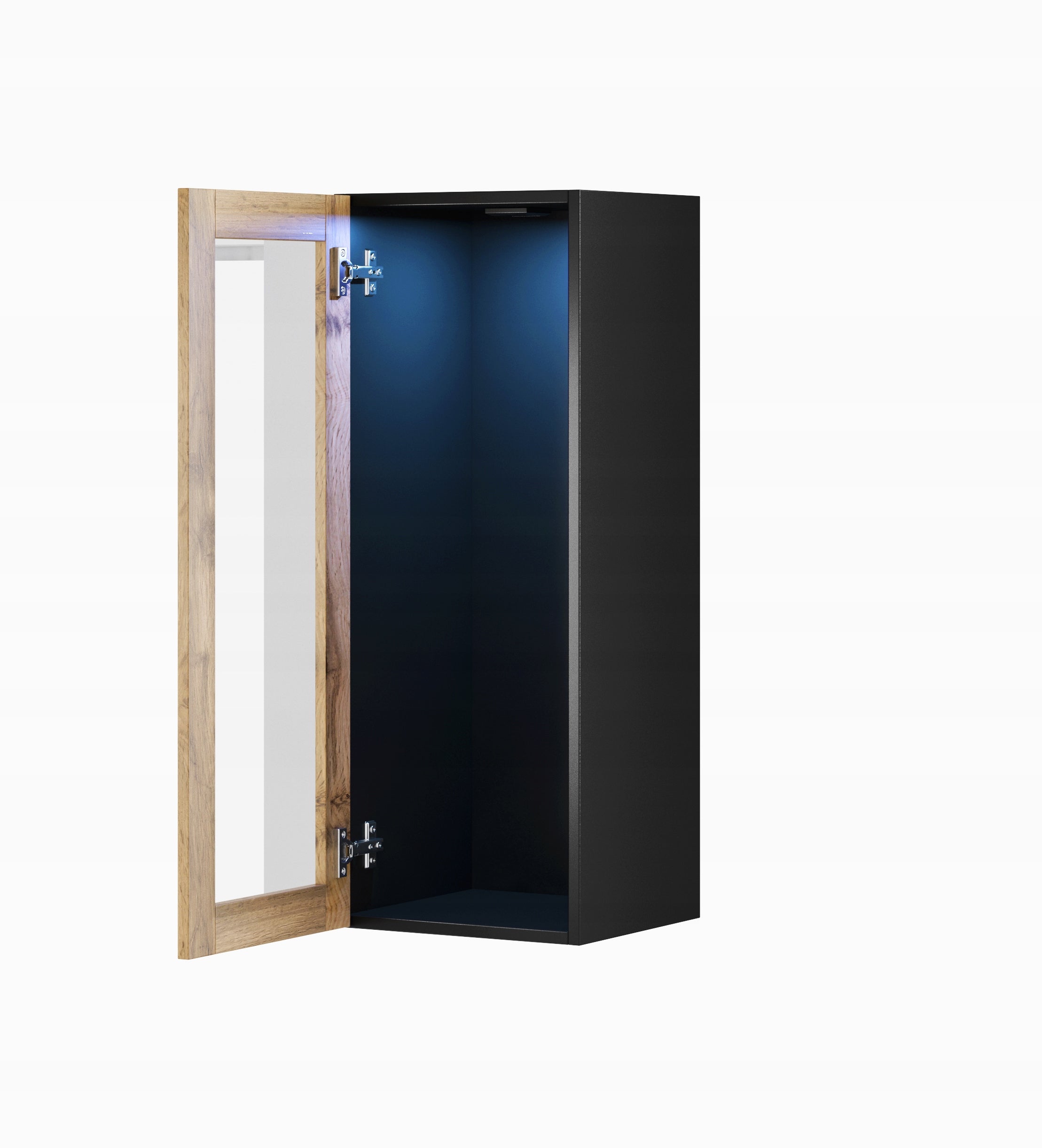 VIGO 90 display cabinet, black glass/wotan oak - Cama Meble Brand no brand
