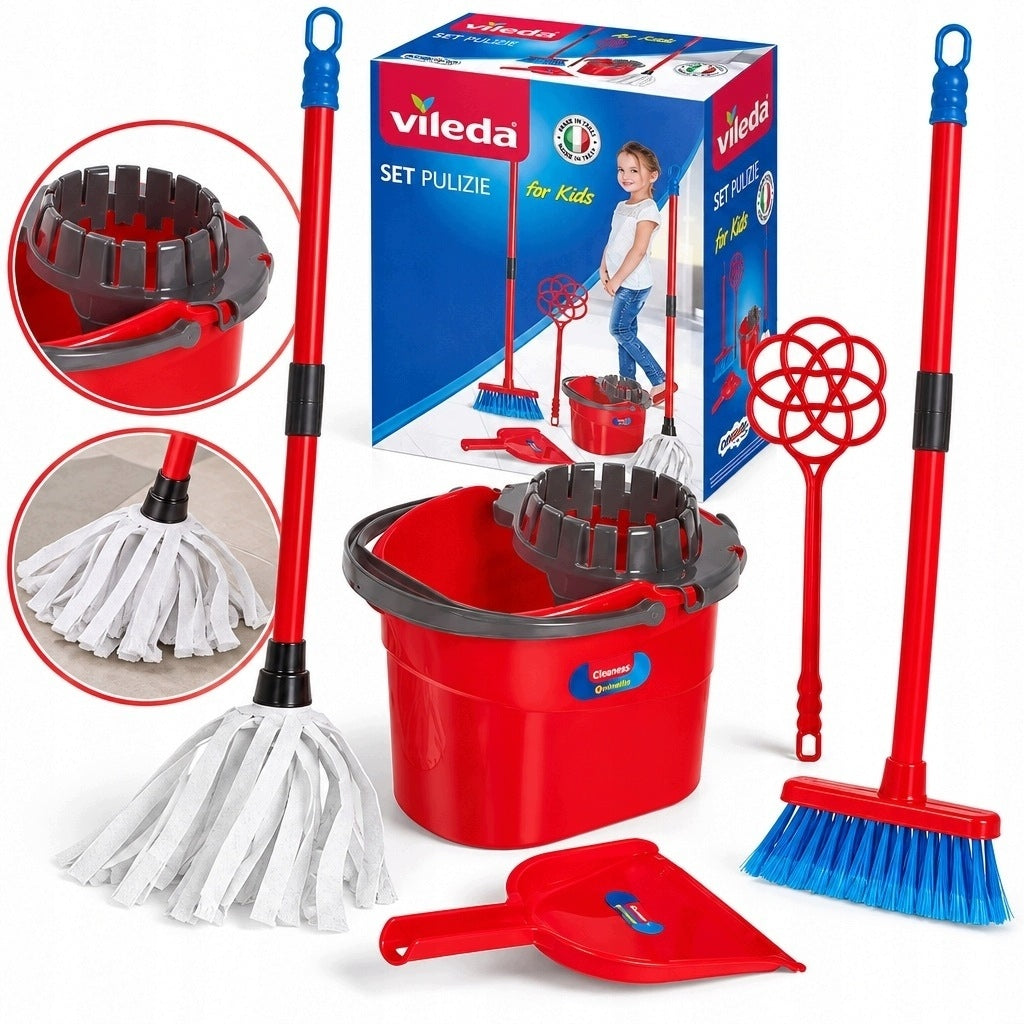 VILEDA CHILDREN'S CLEANING SET 5 ELEMENTS BROOM MOP BUCKET