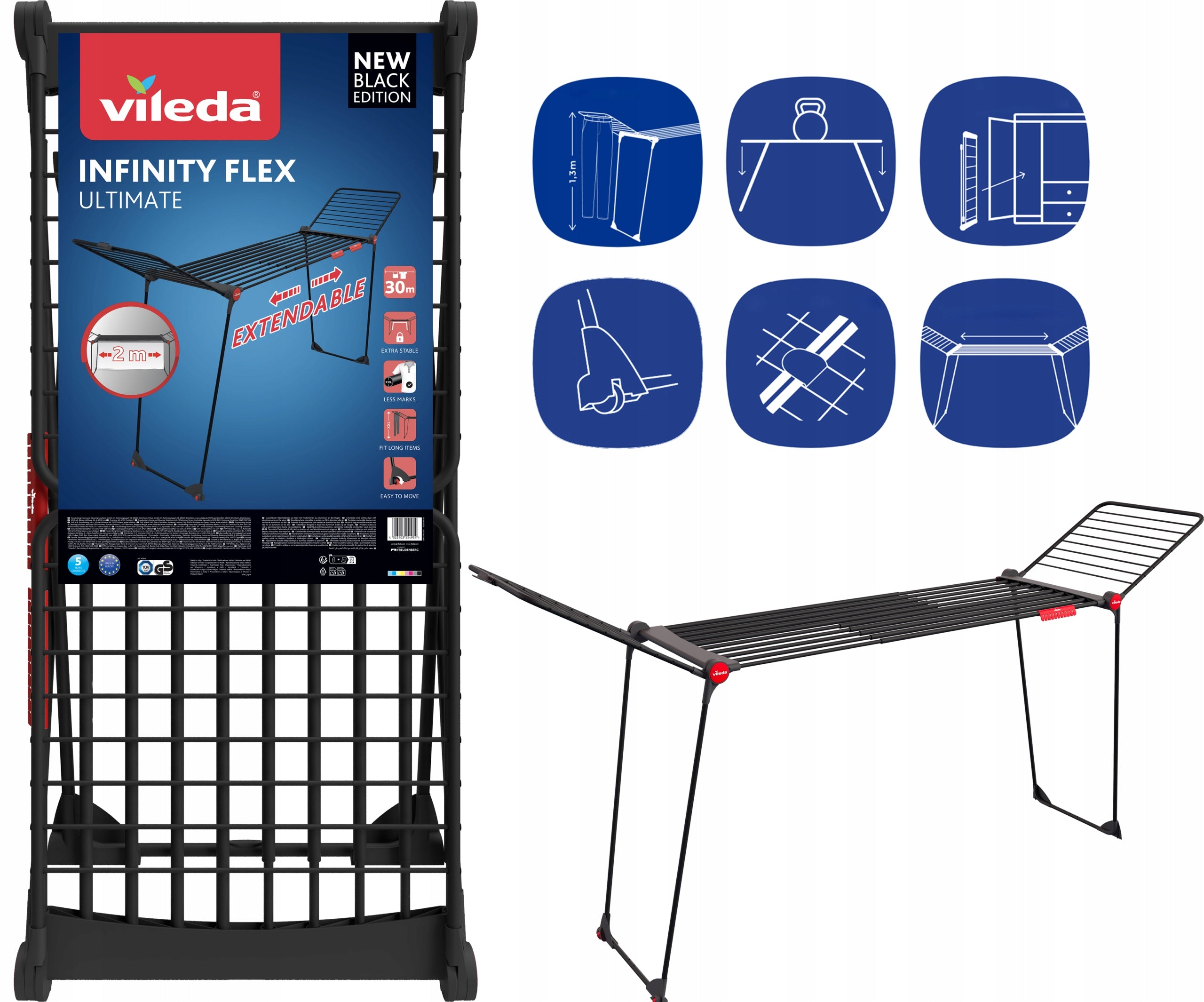 VILEDA INFINITY FLEX ULTIMATE BLACK FOR HOME LAUNDRY XXL Manufacturer code Suszarka Na Ubrania Vileda Infiniti Flex XXL
