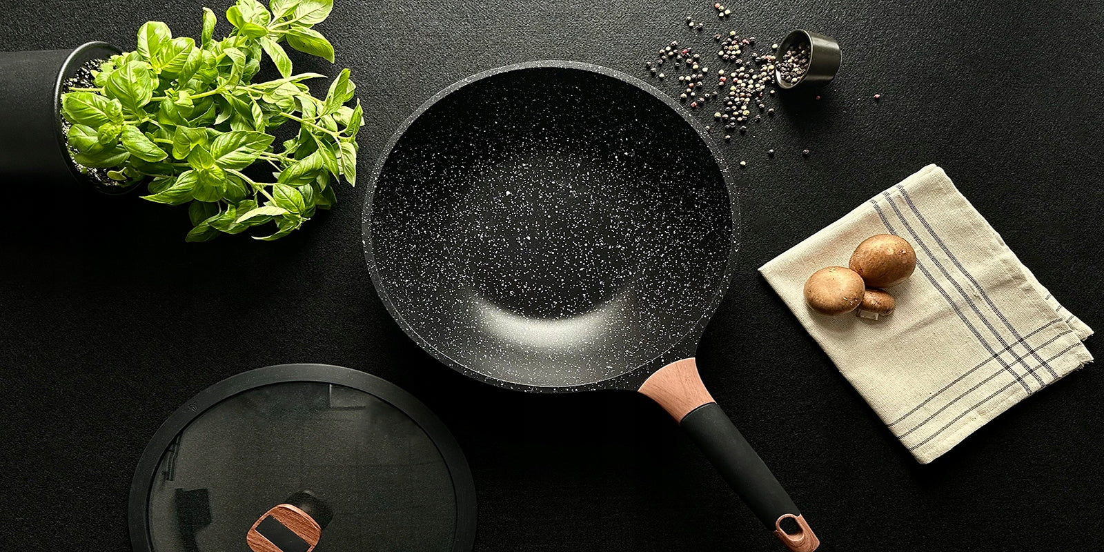 VINZER GREBLON wok pan with lid 28 cm 50505 Diameter 28 cm