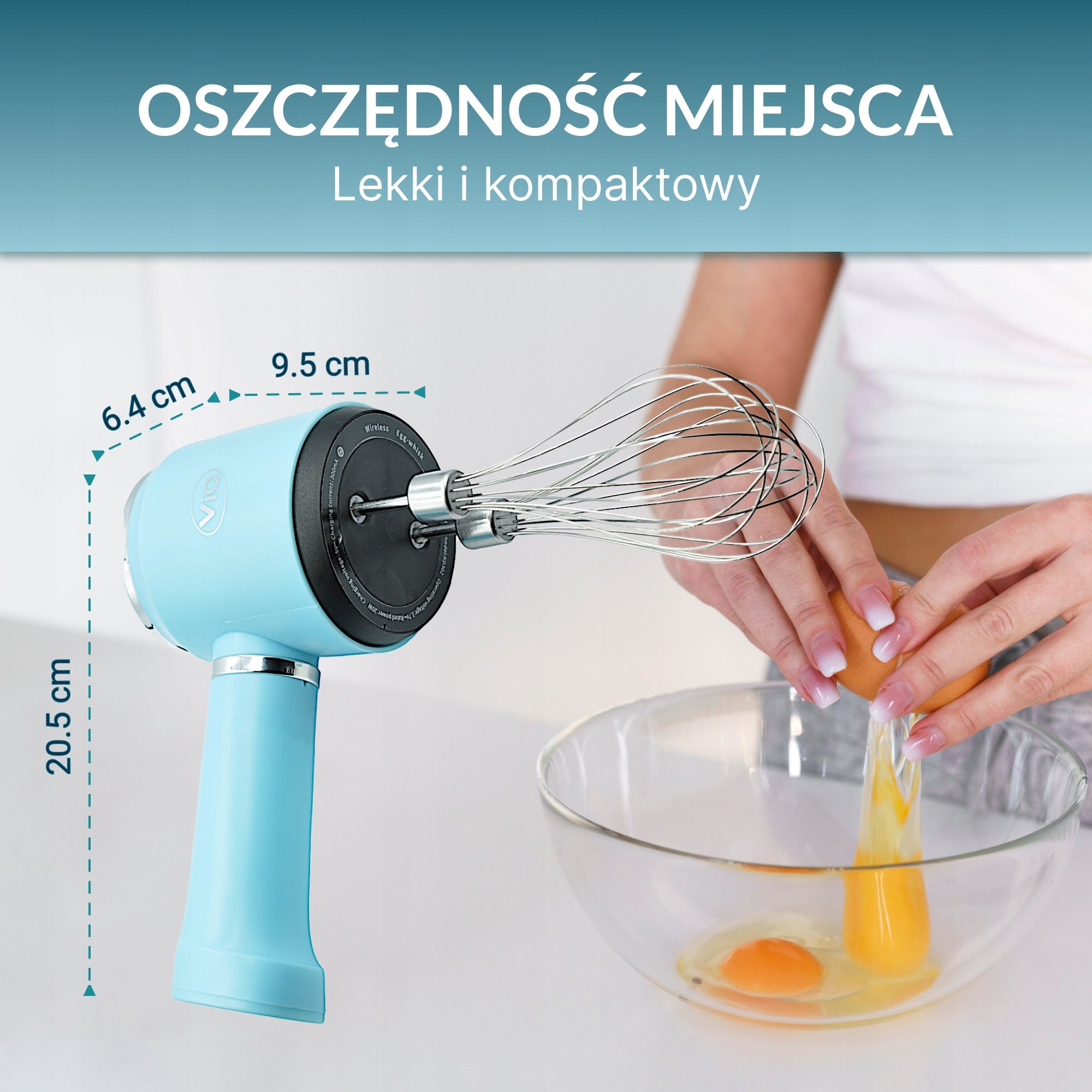 VIO K04 WIRELESS HANDHELD MIXER - CORDLESS MIXER - 20W, BLUE Brand ViO