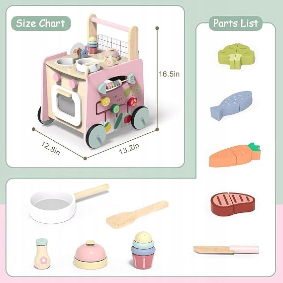 VITONIS Wooden Educational Walker for Children Panel Toys 8in1 Manufacturer code chodzik pchacz drewniany zabawka edukacyjna