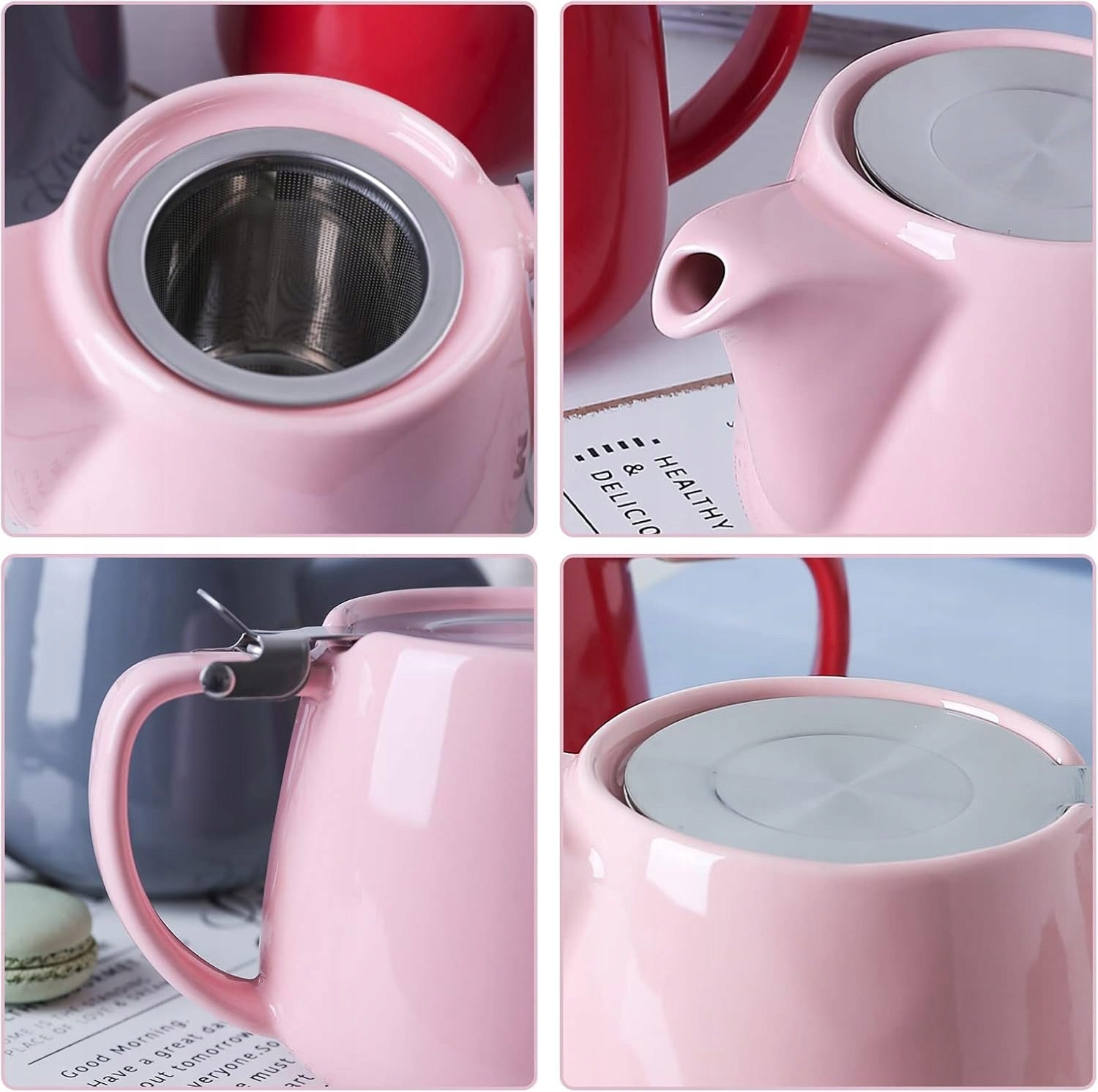 VIVILINEN Porcelain teapot with brewer 550ml Tea pot Pink Packaging status original