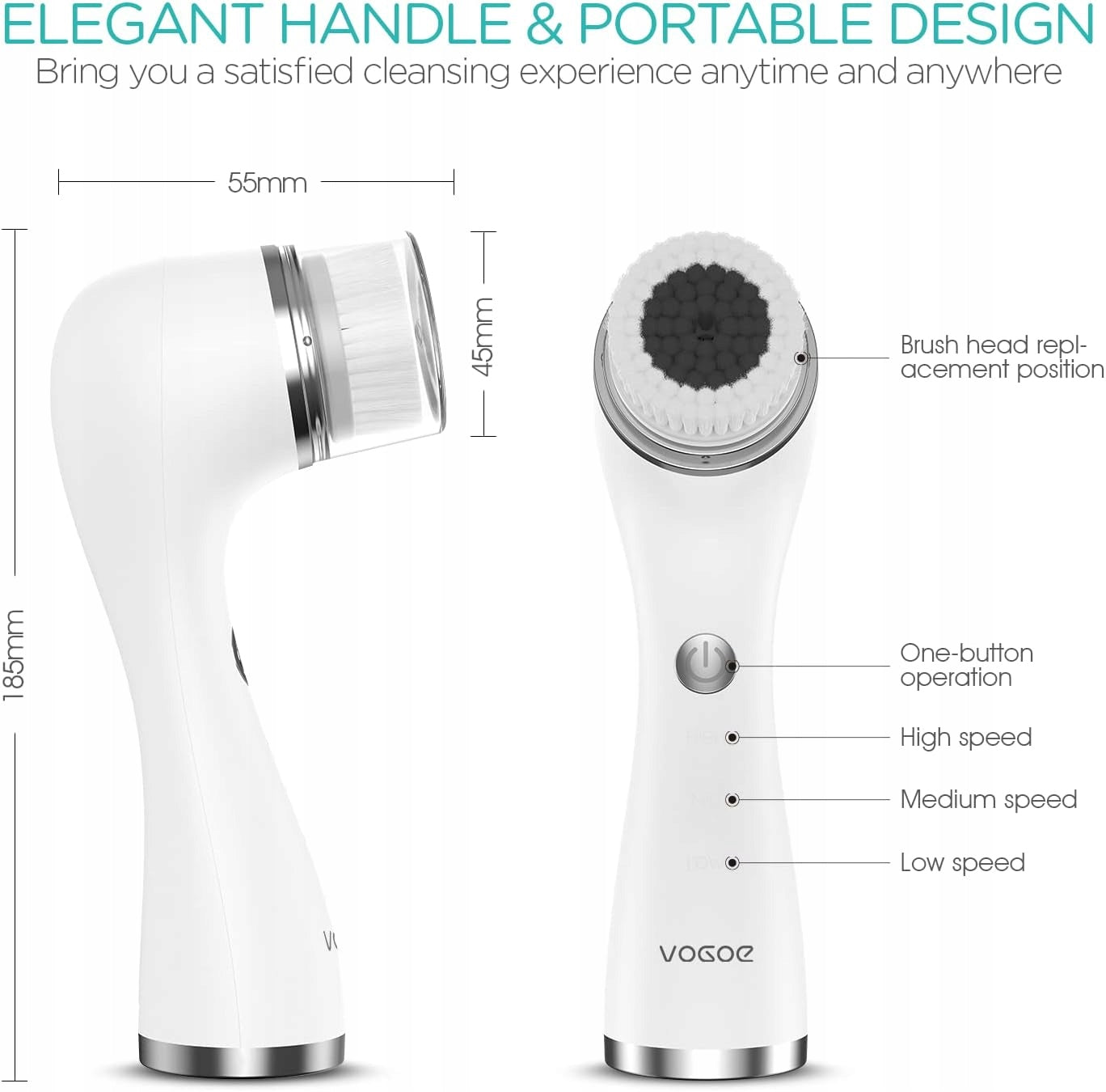 VOGOE Face Cleaning Brush Rechargeable IPX7 5 Brushes Manufacturer code B08QN62GZF