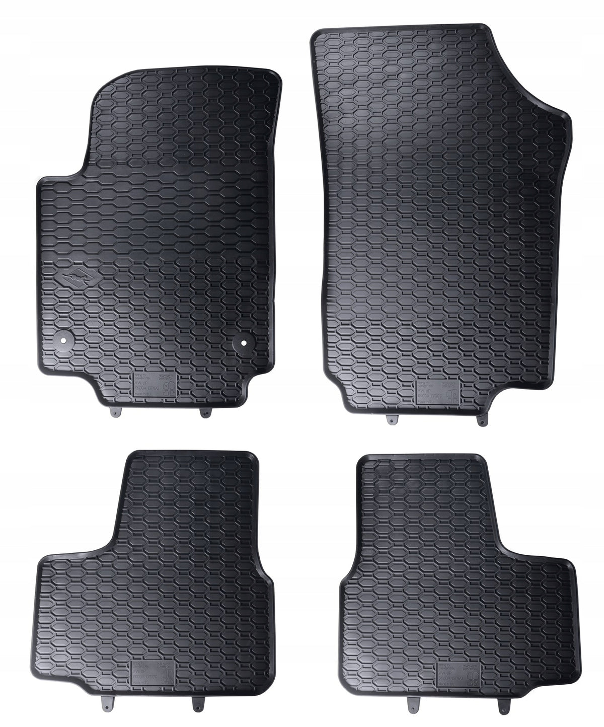 VOLKSWAGEN UP 2011-2023 RUBBER MATS + STOPWATCHES Manufacturer's catalog number 814/4C.3
