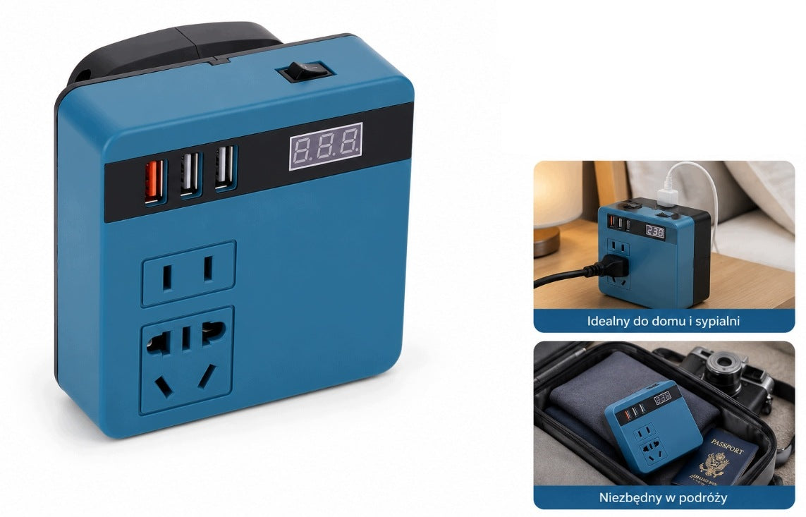 VOLTAGE CONVERTER 21V TO 220V INVERTER WITH DISPLAY LCD AC 3X USB