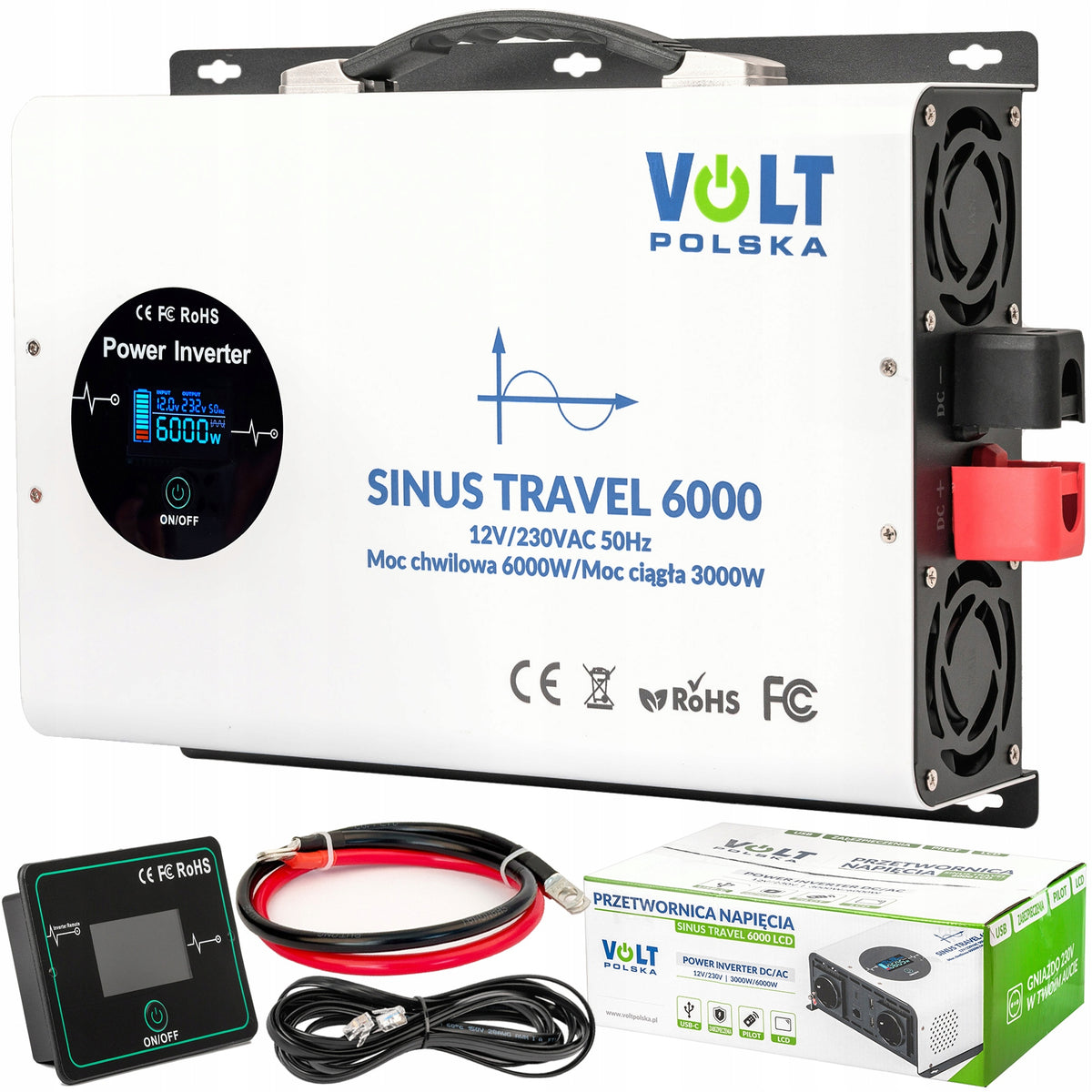 VOLTAGE CONVERTER SINE 12V 230V VOLT TRAVEL 3000/6000W LCD REMOTE CONTROL