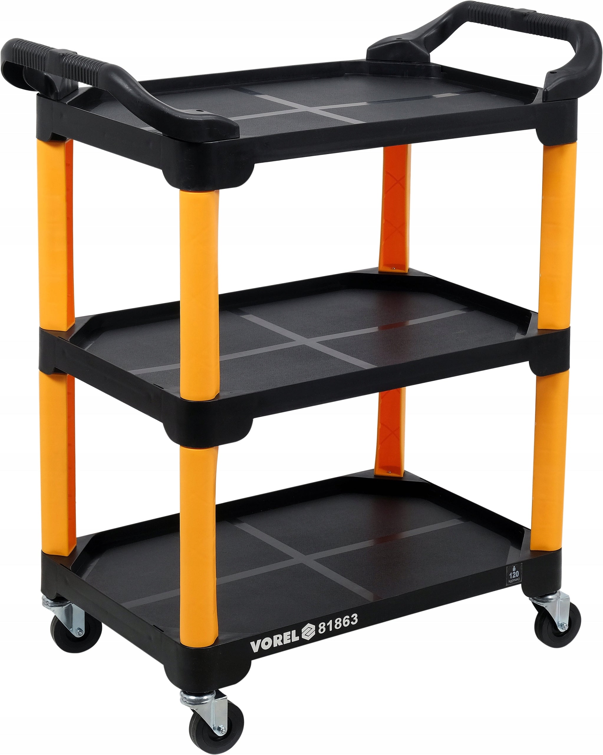 VOREL COMPOSITE WORKSHOP TROLLEY 3 LEVELS Color black
