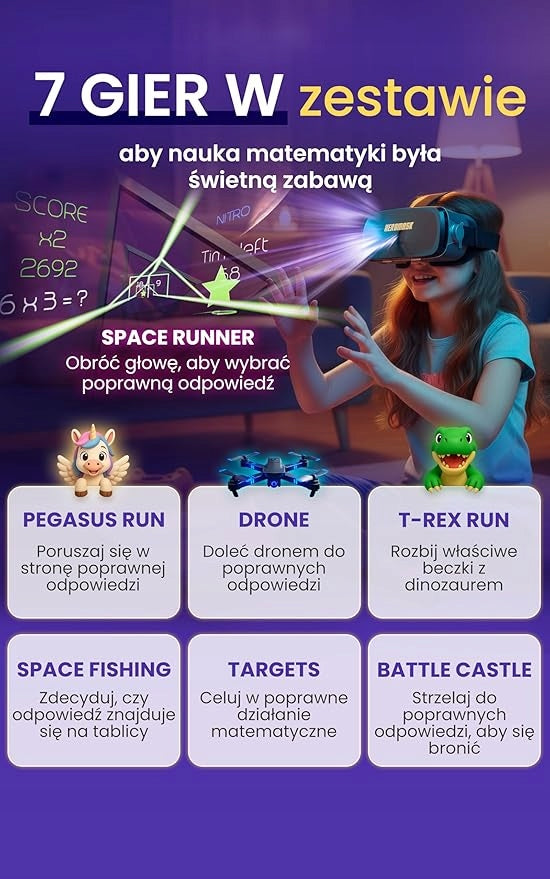 VR GOGGLES FOR KIDS LEARNING MULTIPLICATION TABLES 3D EDUCATIONAL GAME GIFT Manufacturer code GOGLE VR DLA DZIECI NAUKA TABLICZKI MNOŻENIA
