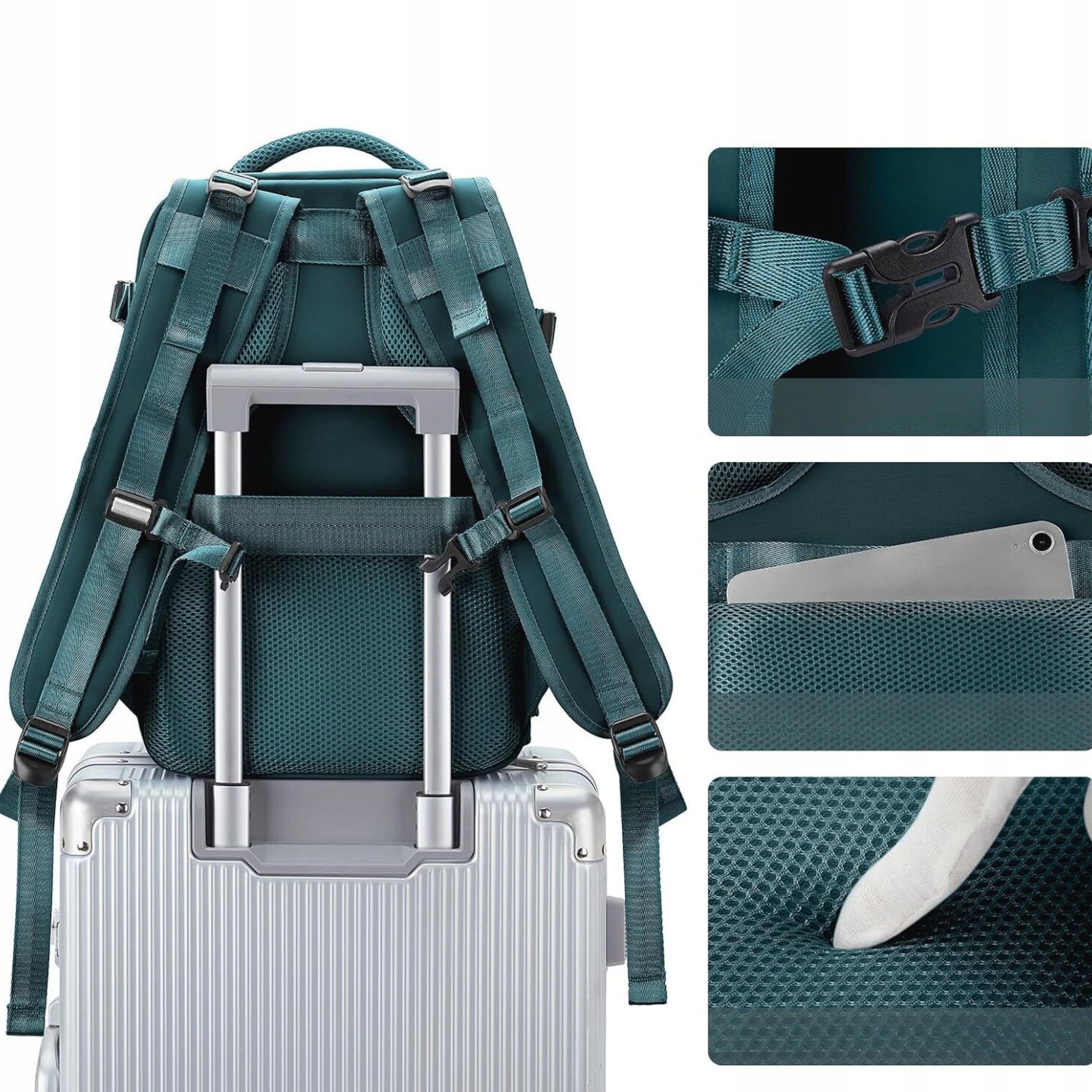 Vacuum Airplane Backpack with USB Pump 40x25x20 Wizzair Ryanair Green Manufacturer code plecak podręczny do wizzair rayanair