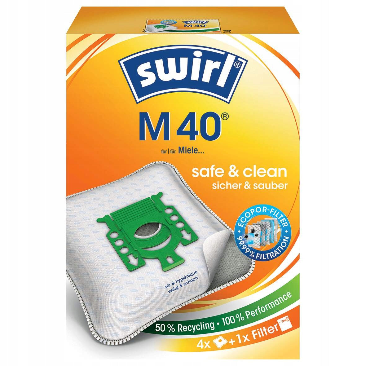 Vacuum Cleaner Bags M40 Swirl EcoPor for Miele 4 Pieces