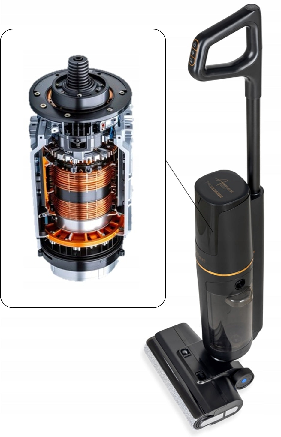 Vacuum Cleaner Cordless Vertical Washing Powerful Wet Mop 3in1 200W 16500Pa Dominant color black