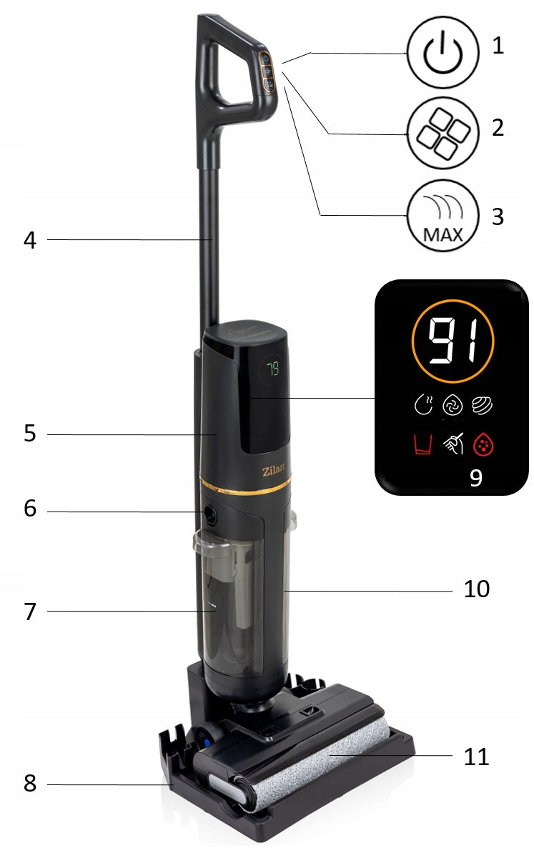Vacuum Cleaner Cordless Vertical Washing Powerful Wet Mop 3in1 200W 16500Pa Power supply rechargeable battery