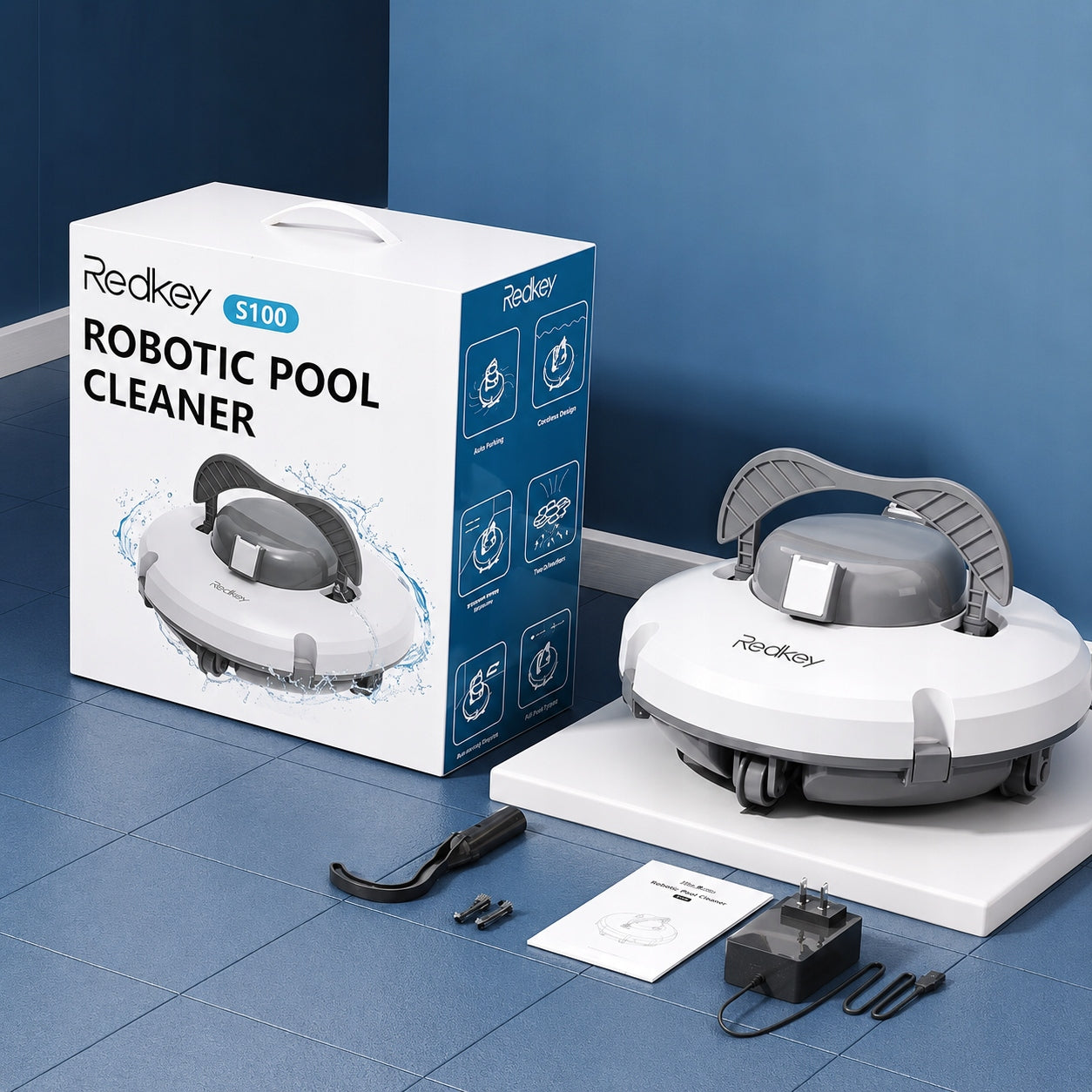 Vacuum Cleaner Robot Swimming Pool Automatic Wireless REDKEY 130min 100m² Packaging status original