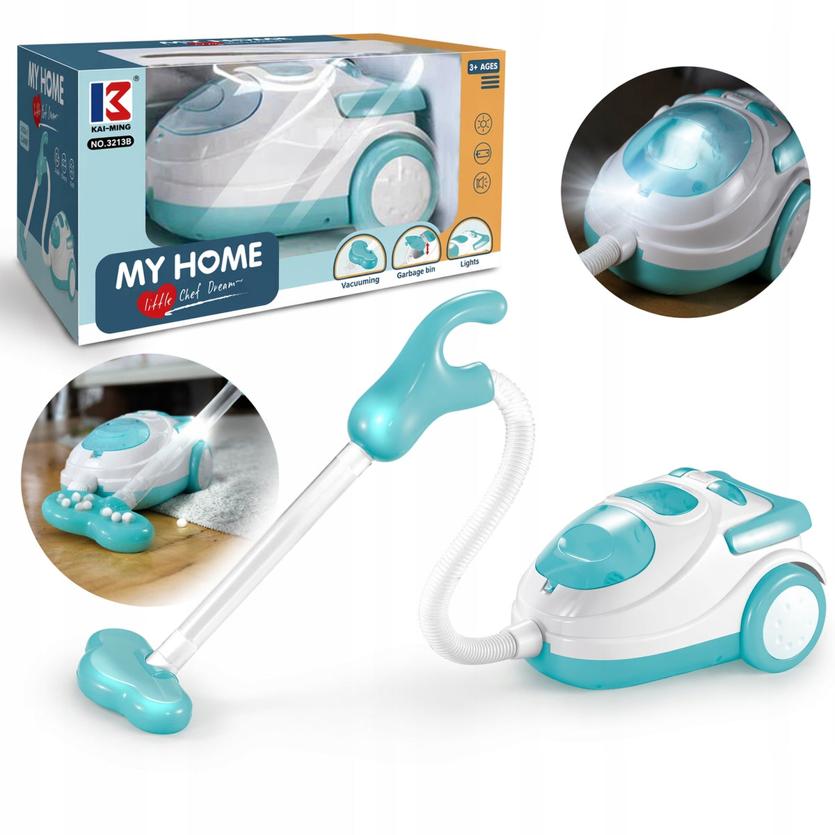 Vacuum Cleaner Toy Kids Household Appliances LED Sound Realistic Working Gift