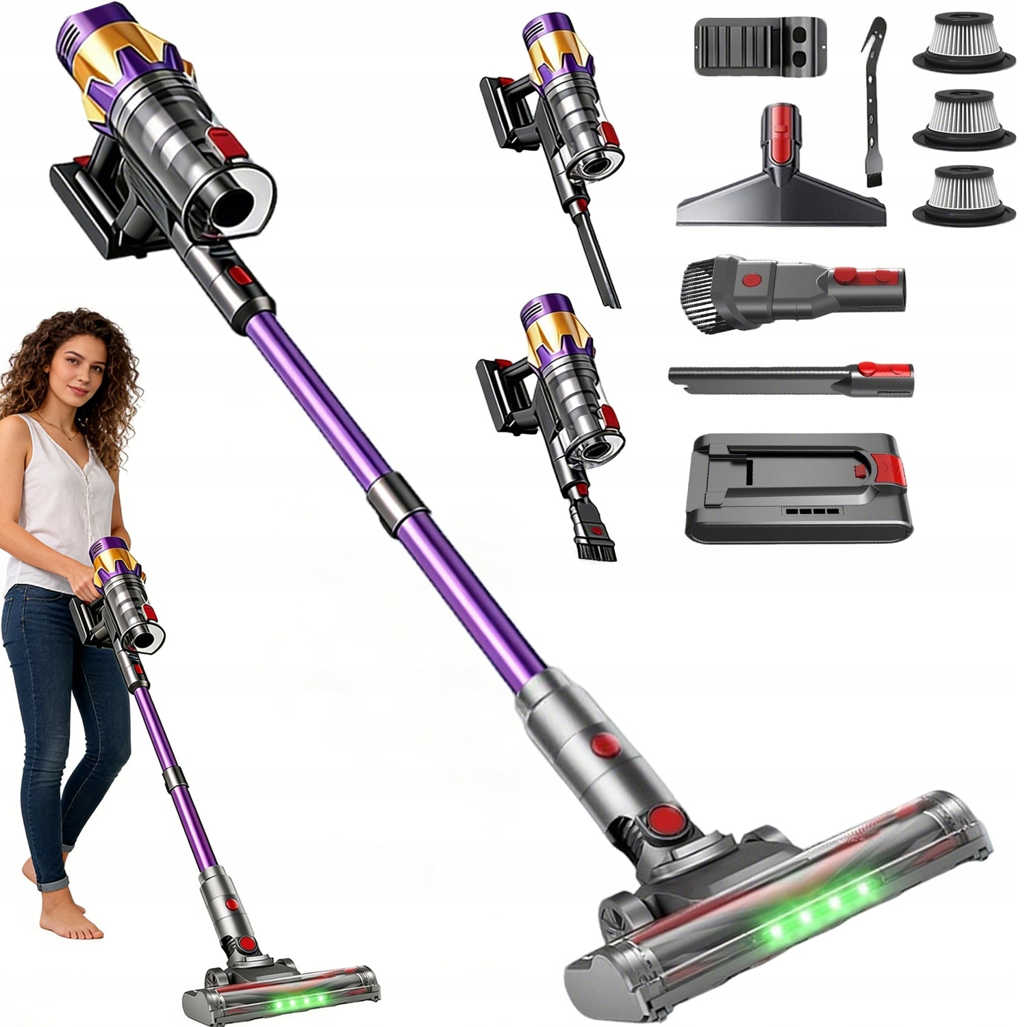 Vacuum Cleaner Wireless Vertical 550W 45KPA 40min LED HEPA