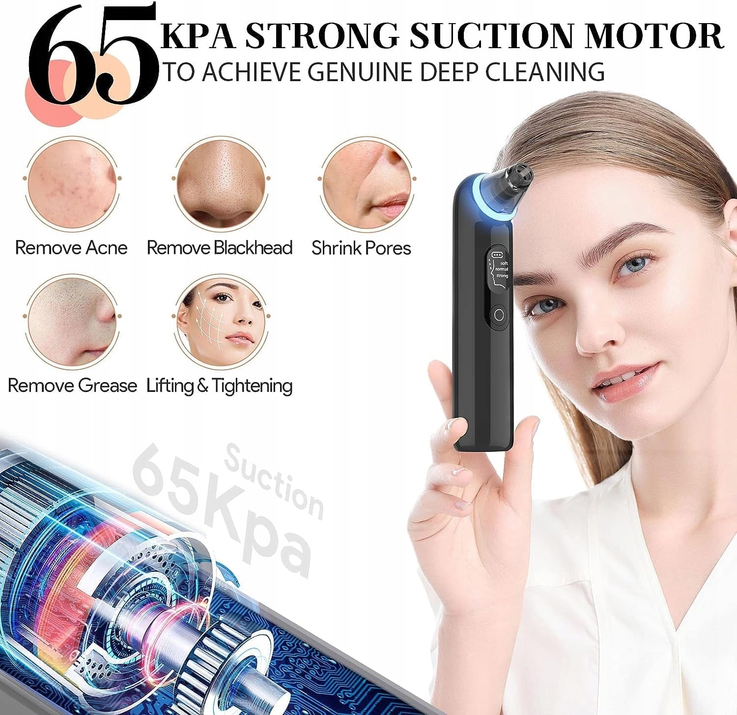 Vacuum Cleaner for LED Blackheads 3 Modes 4 Tips USB Pore Cleaner Medical device no