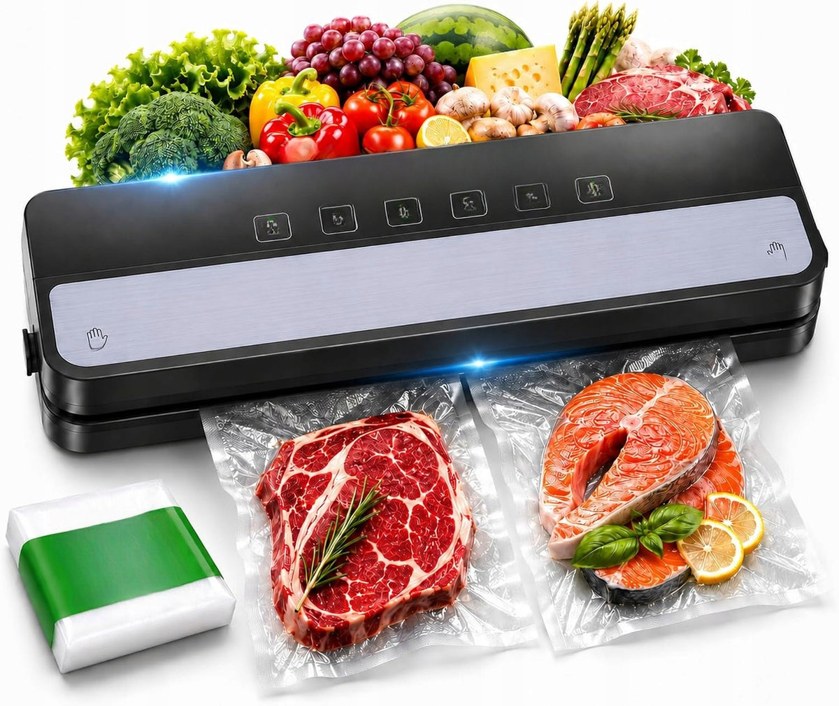 Vacuum Packing Machine Automatic Food Welding Machine With 10 Bags Black