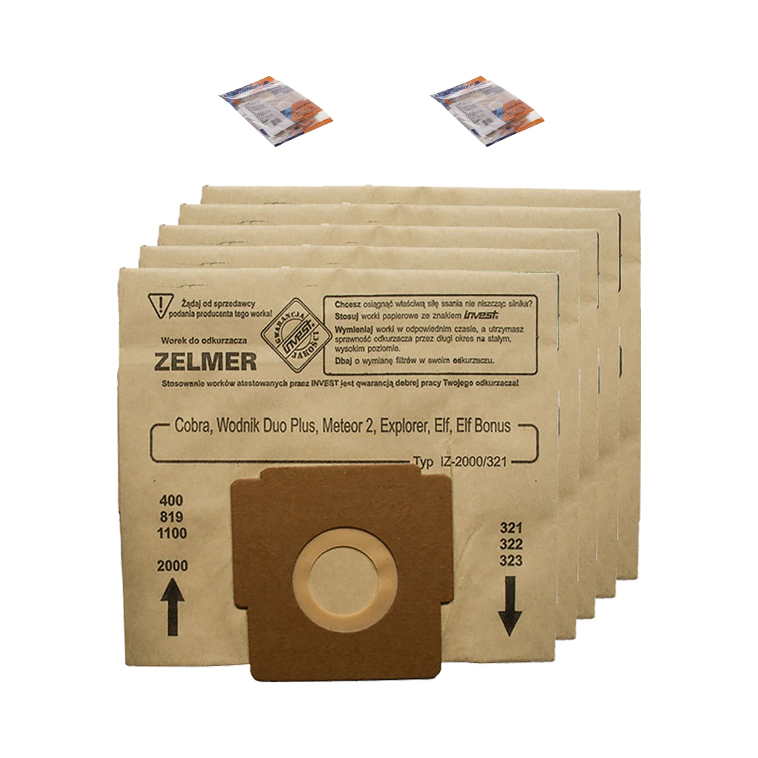 Vacuum cleaner bag Zelmer Elf, Odyssey450, Cobra, Meteor2, Aquarius 10 pcs. Manufacturer Invest