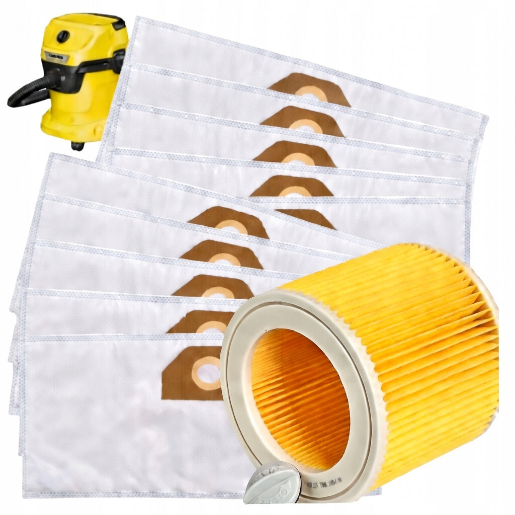 Vacuum cleaner bags KÄRCHER WD3 WD2 MV3 synthetic 12pcs + filter replacement
