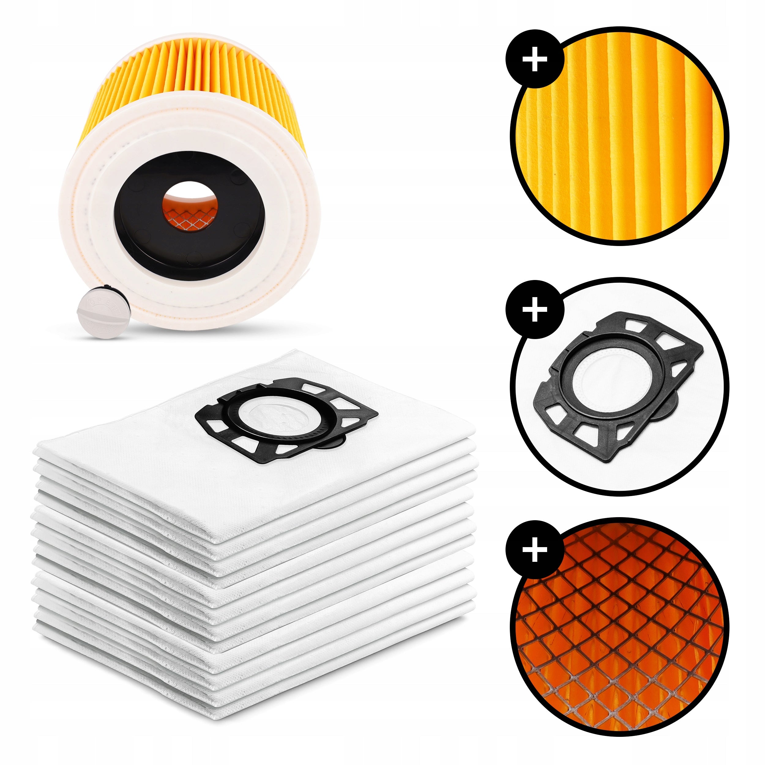 Vacuum cleaner bags Karcher WD3 air filter 12 pcs SE 4001 replacement Packaging status original