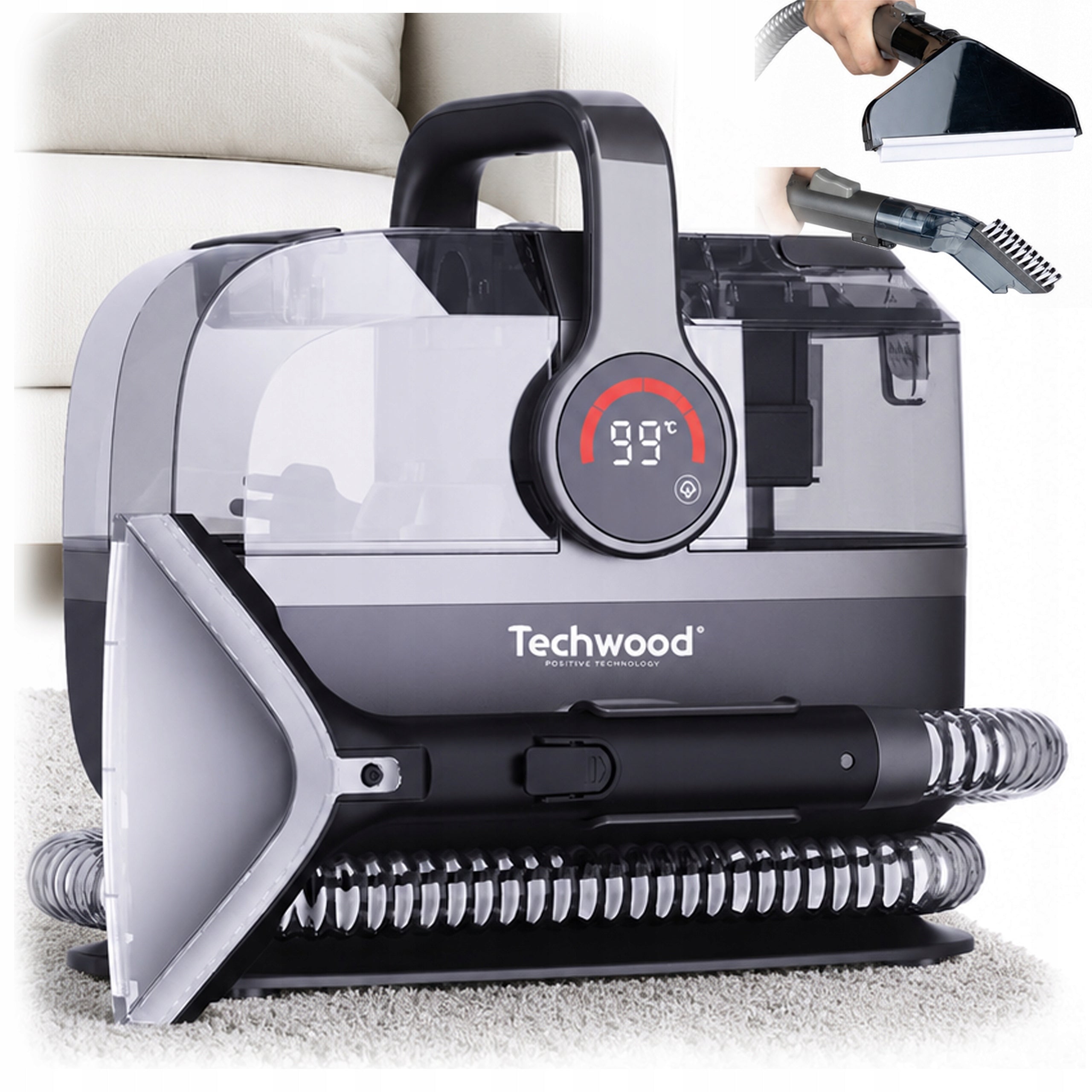 Vacuum cleaner for steam carpets Techwood TAN7066V upholstery of window sofas