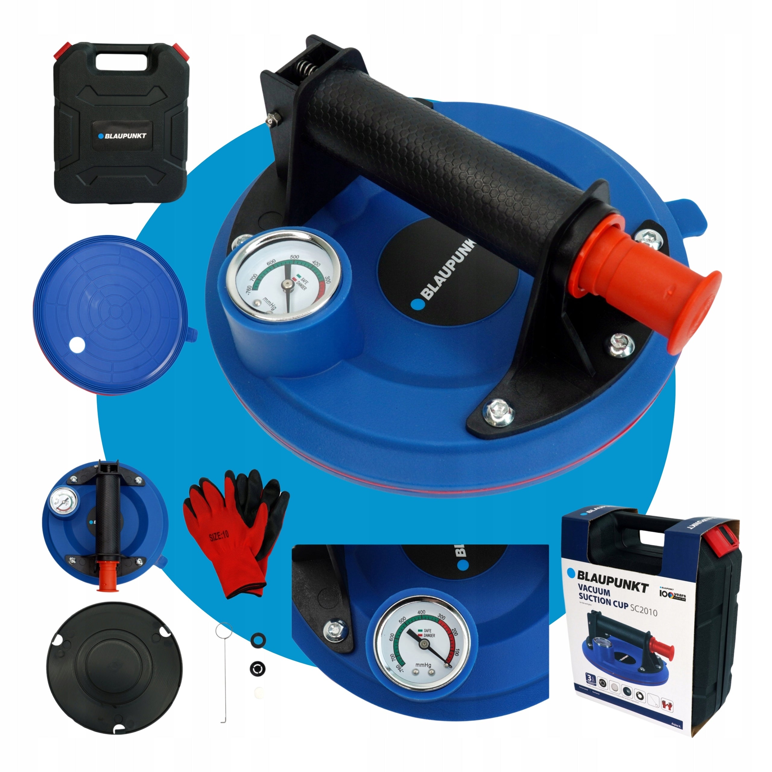 Vacuum glaze suction cup 20cm lifting capacity 150kg pressure gauge Blaupunkt SC2010