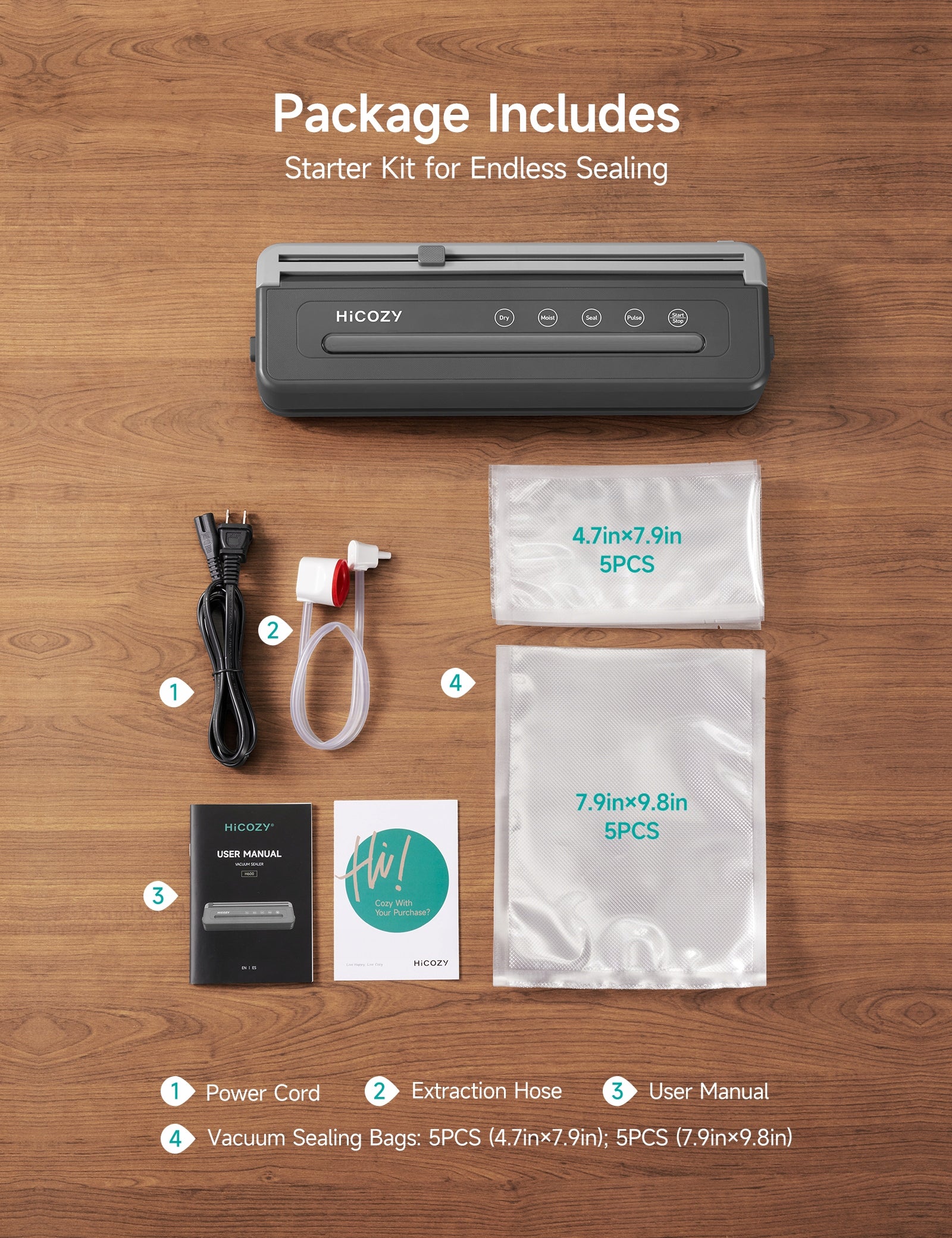 Vacuum sealer HiCOZY H600 gray Power 12 W