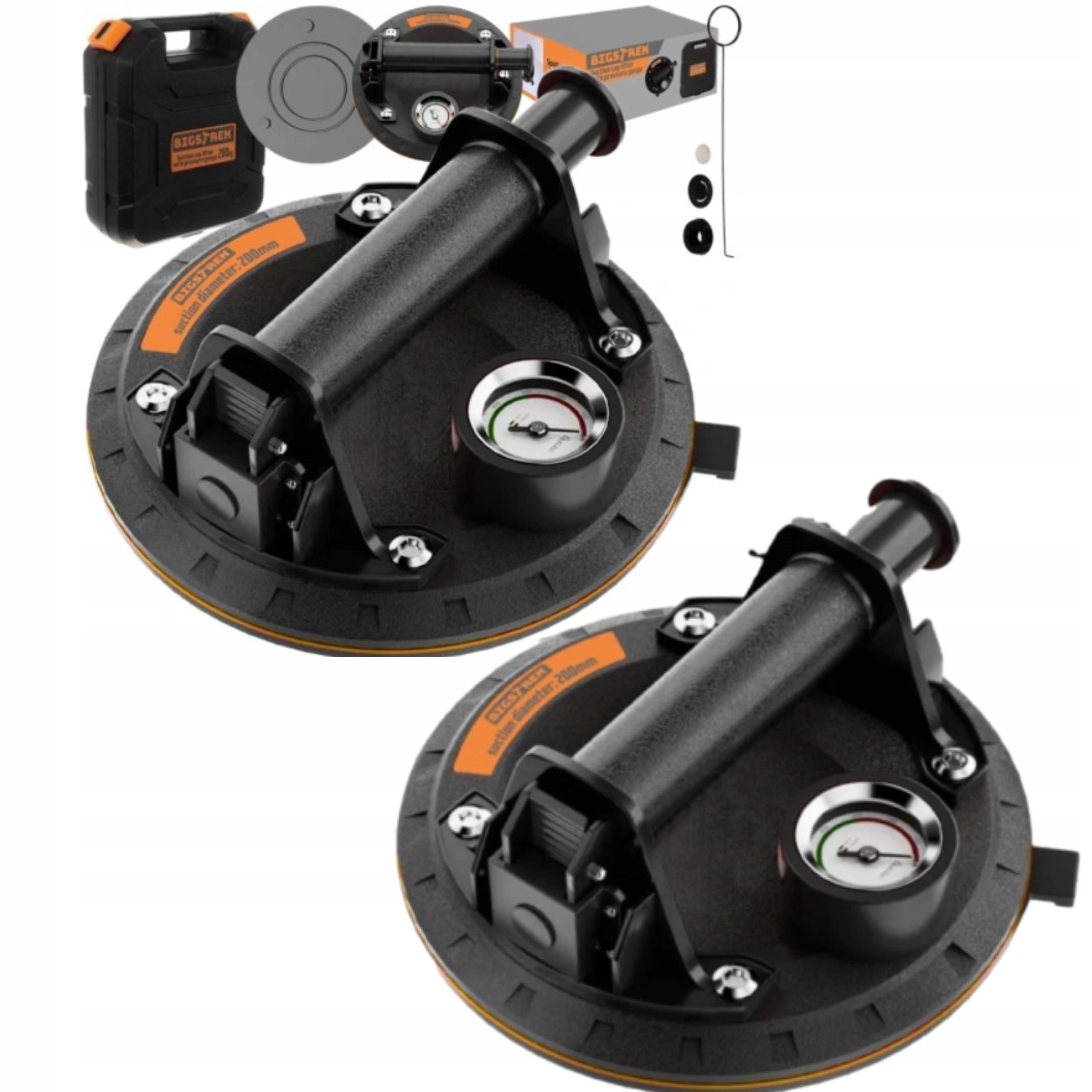 Vacuum suction cup 200kg with pressure gauge glass plate pump