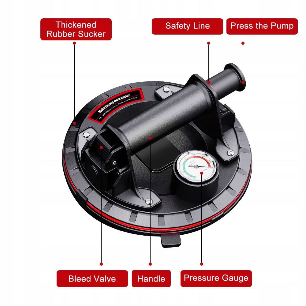 Vacuum suction cup with pressure gauge for glass tiles x2 300KG fit EAN (GTIN) 6975694540122