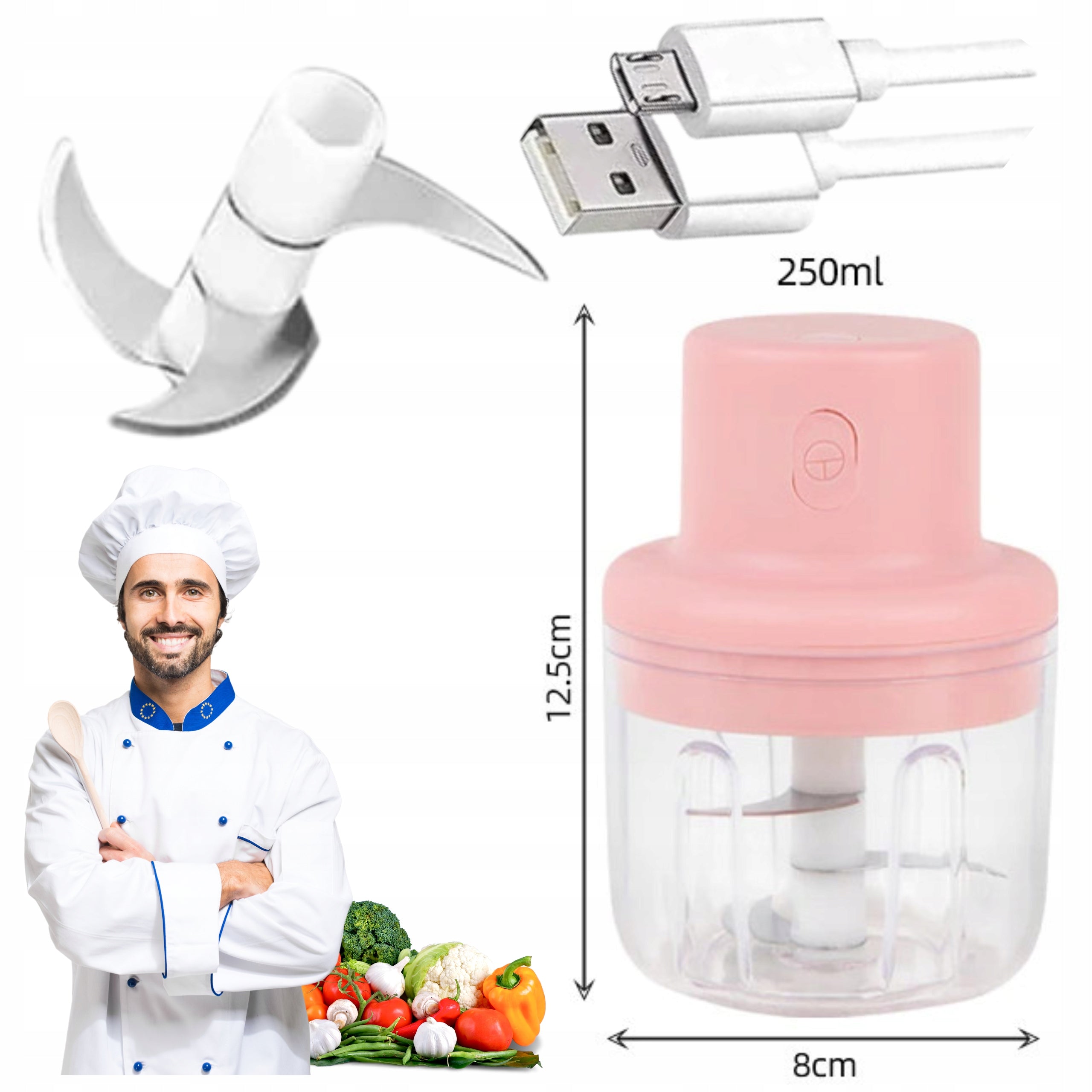Vegetable Shredder Electric Incisor 250ml USB UNIVERSAL SLICER Brand no brand