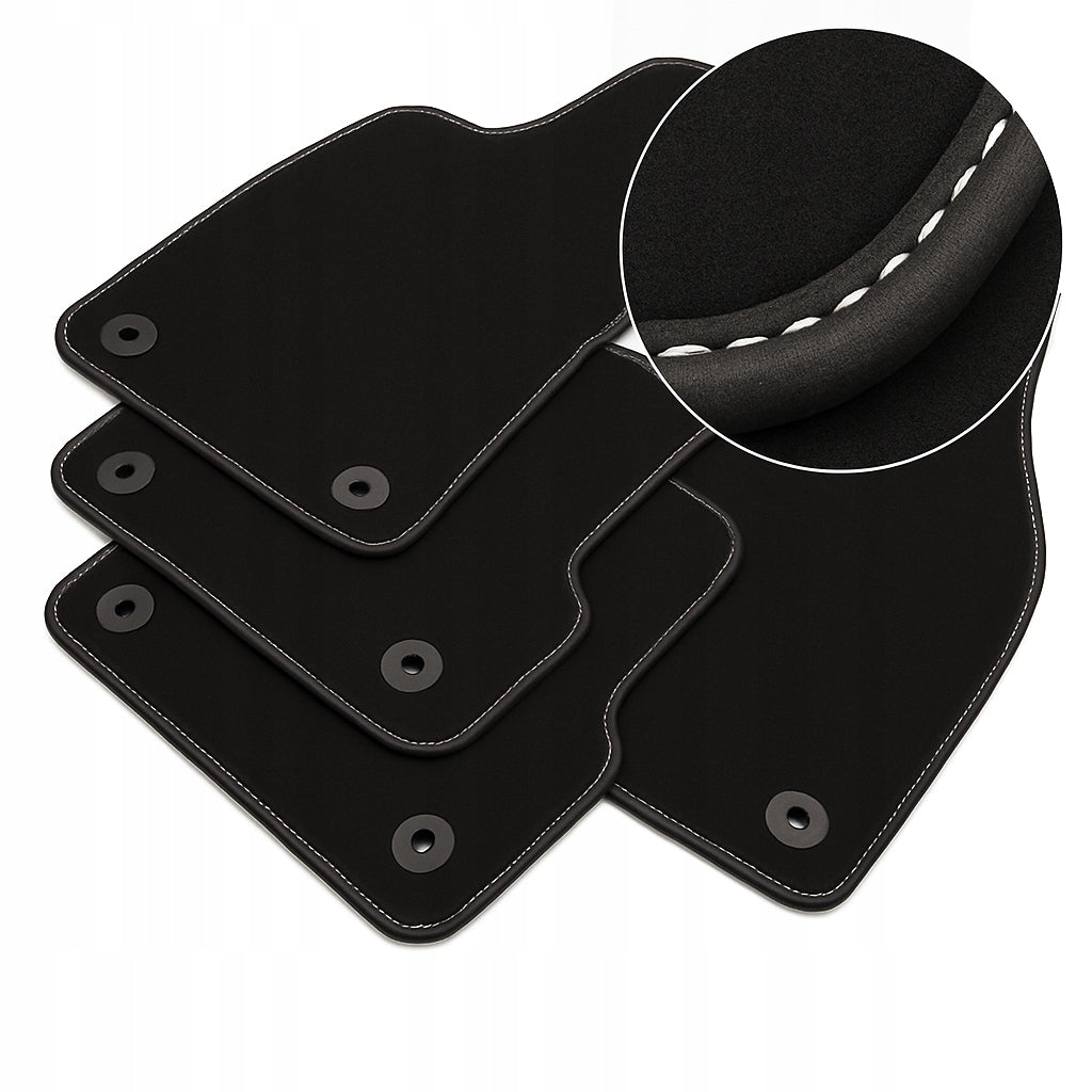 Velour Car Rugs Matched, Durable, Black, White Seam